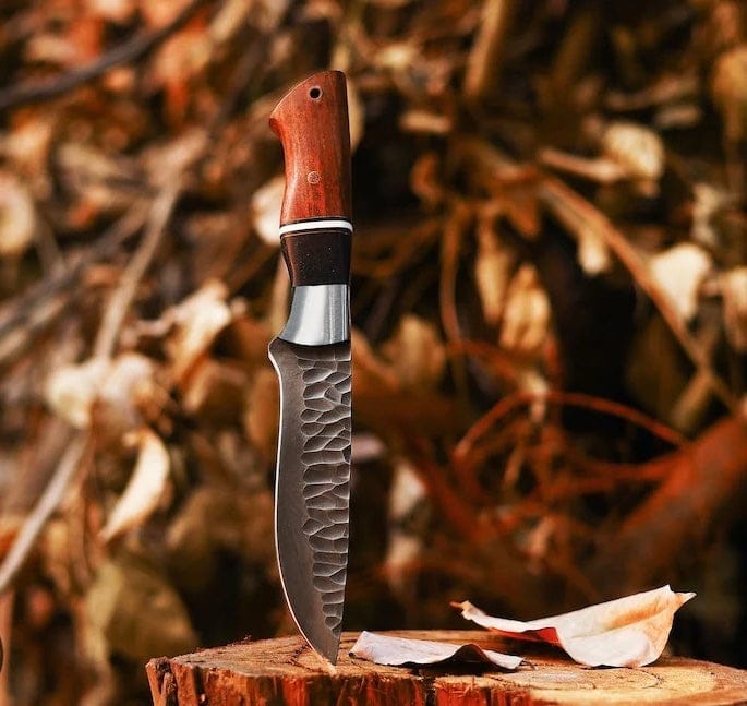 Texan Knives Hunting Knives Best Knives for Hunting – 10" J2 Hand-Forged Steel Blade with Rosewood Handle & Leather Sheath