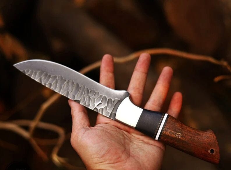 Texan Knives Hunting Knives Best Knives for Hunting – 10" J2 Hand-Forged Steel Blade with Rosewood Handle & Leather Sheath