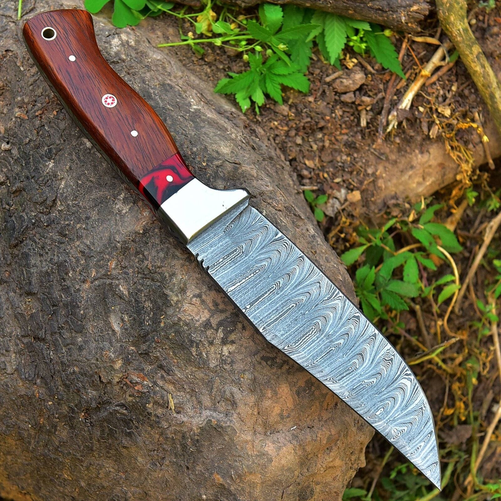 Texan Knives Hunting Knives Custom Handmade Damascus Skinning Blade – 4.5" Damascus Steel