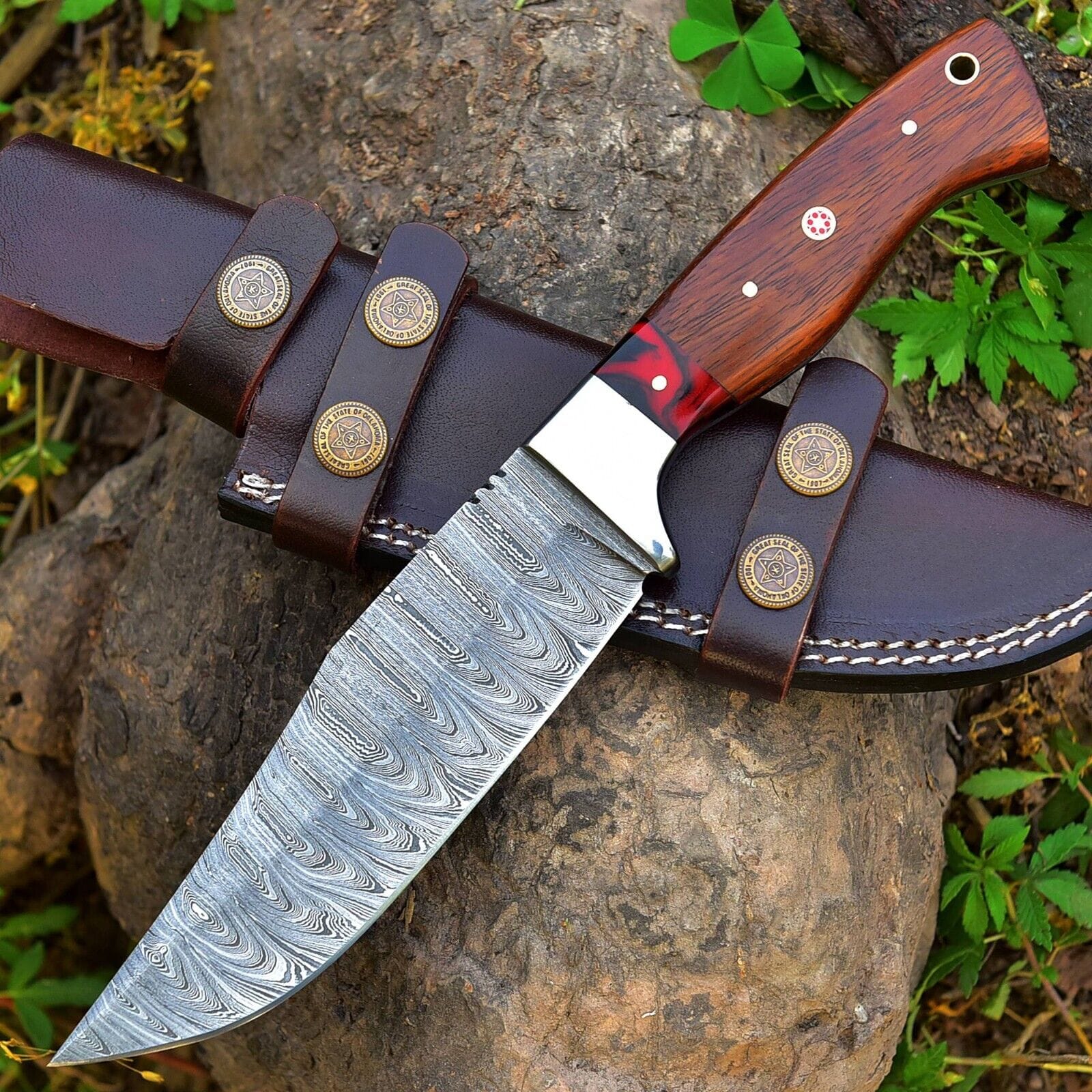 Texan Knives Hunting Knives Custom Handmade Damascus Skinning Blade – 4.5" Damascus Steel