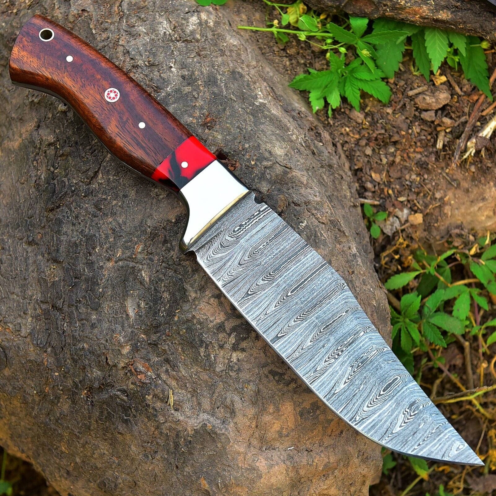 Texan Knives Hunting Knives Custom Handmade Damascus Skinning Blade – 4.5" Damascus Steel