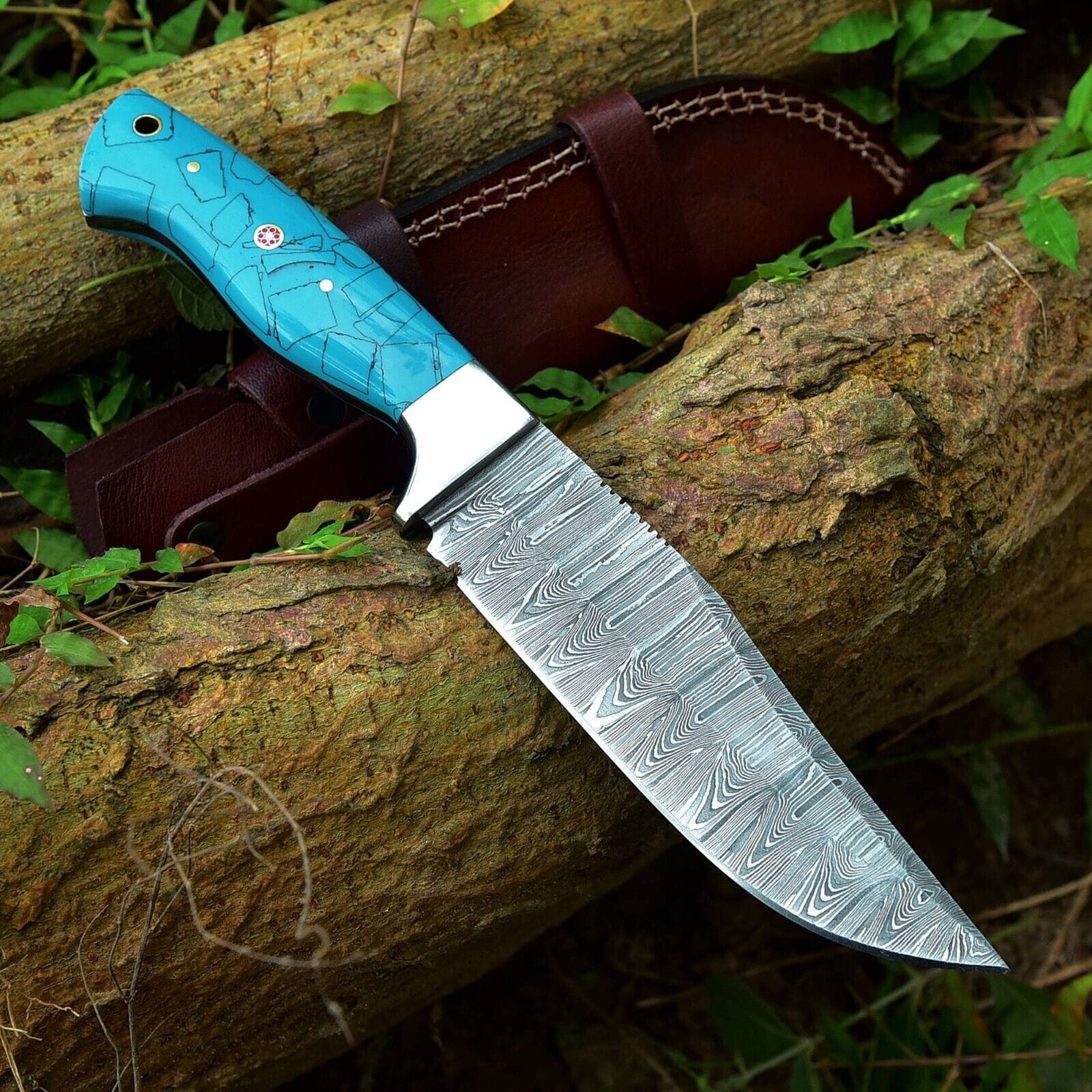 Texan Knives Hunting Knives Custom Handmade Damascus Skinning Knife – 4.5" Blade