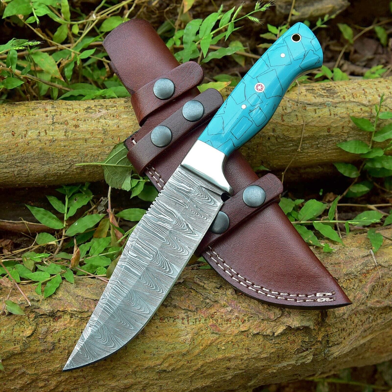 Texan Knives Hunting Knives Custom Handmade Damascus Skinning Knife – 4.5" Blade