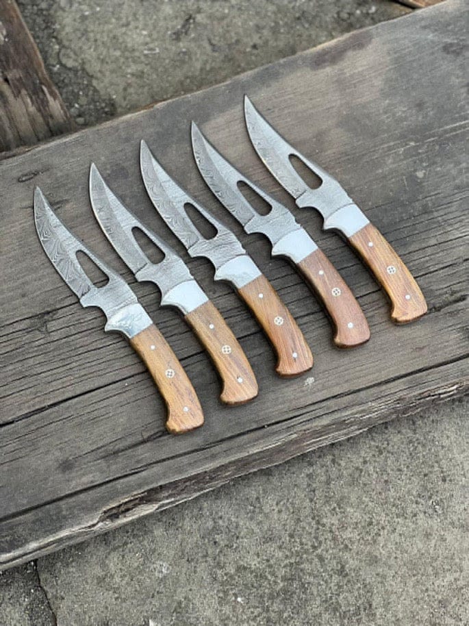 Texan Knives Hunting Knives Custom Handmade Damascus Steel Gutting Knife – Rosewood Handle