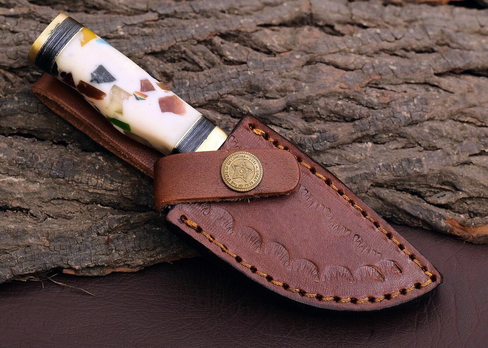 Texan Knives Hunting Knives Custom Handmade Damascus Steel Outdoor Knife – 3" Blade