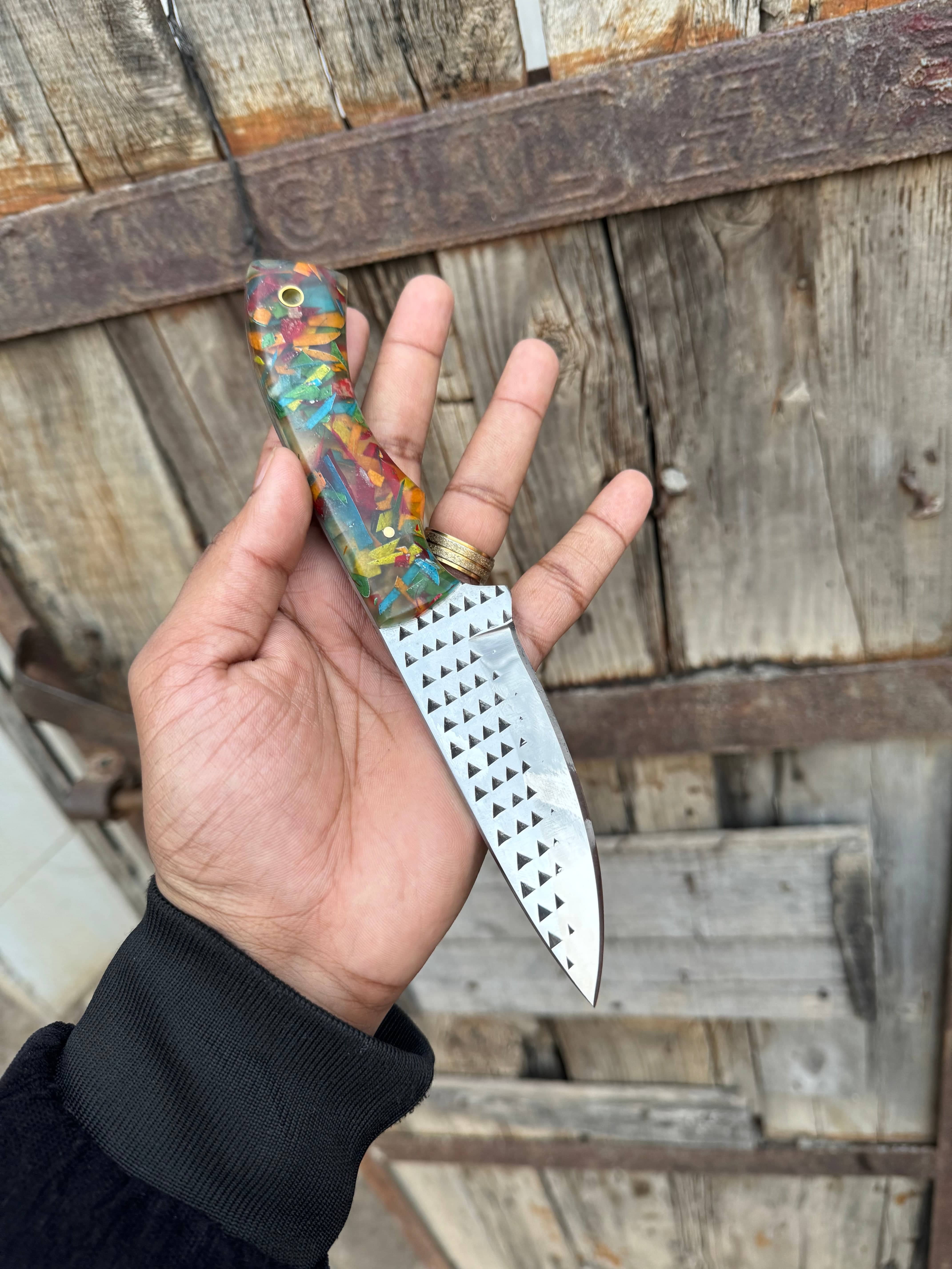 Texan Knives Hunting Knives Custom Handmade Fixed Blade Cowboy Knife with Rasp Tool Steel Blade – Durable Outdoor Essential