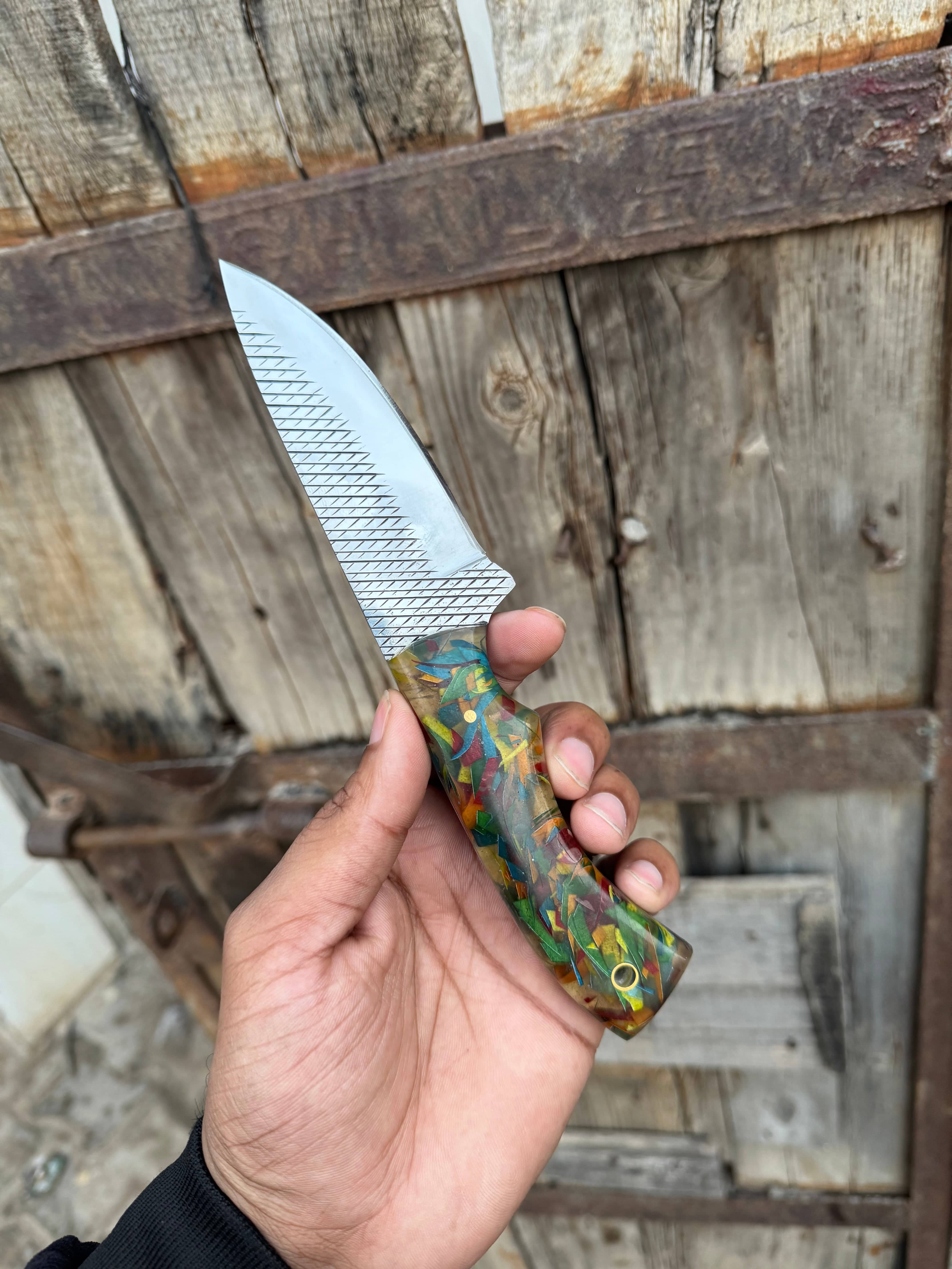 Texan Knives Hunting Knives Custom Handmade Fixed Blade Cowboy Knife with Rasp Tool Steel Blade – Durable Outdoor Essential