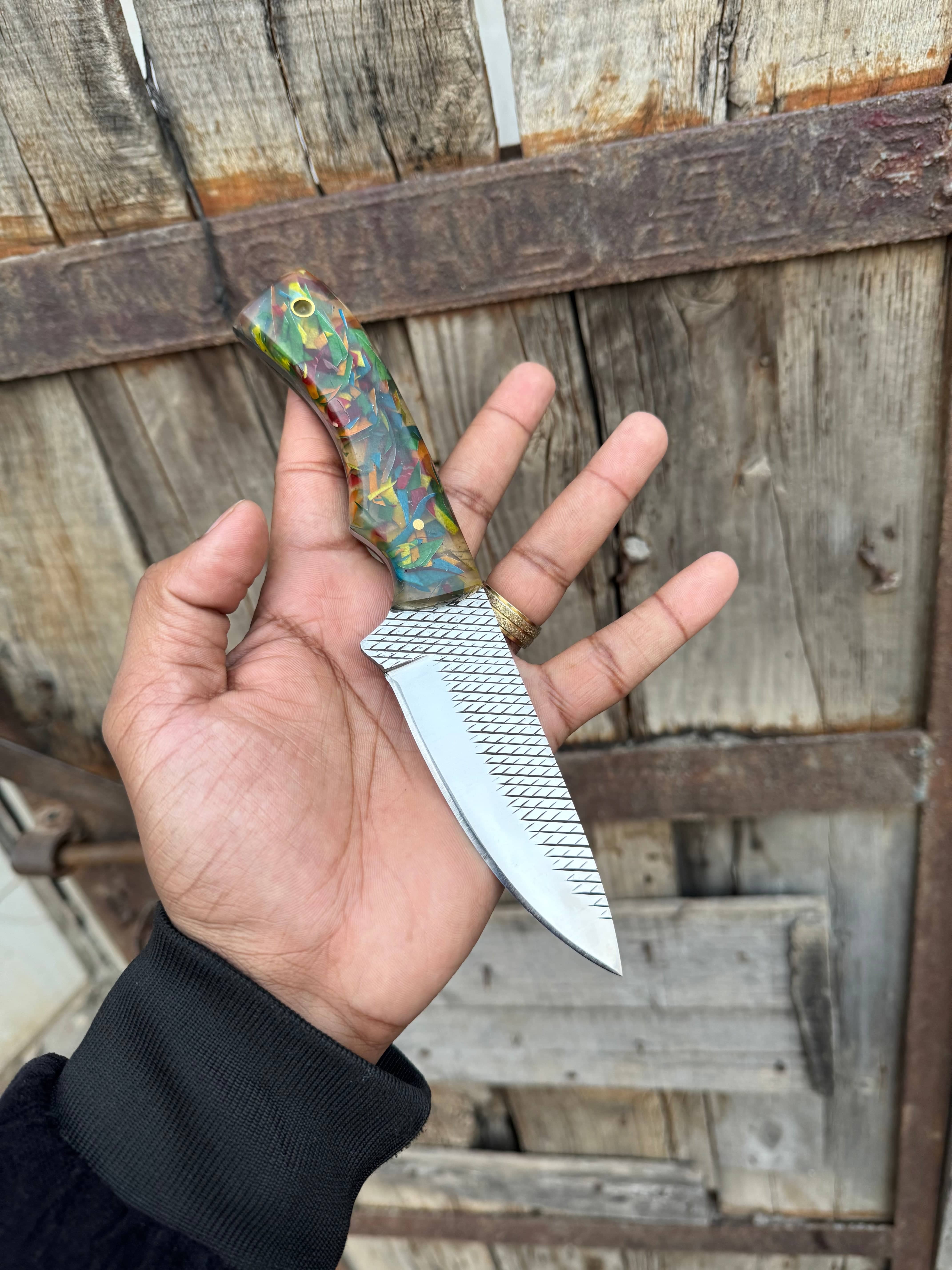Texan Knives Hunting Knives Custom Handmade Fixed Blade Cowboy Knife with Rasp Tool Steel Blade – Durable Outdoor Essential