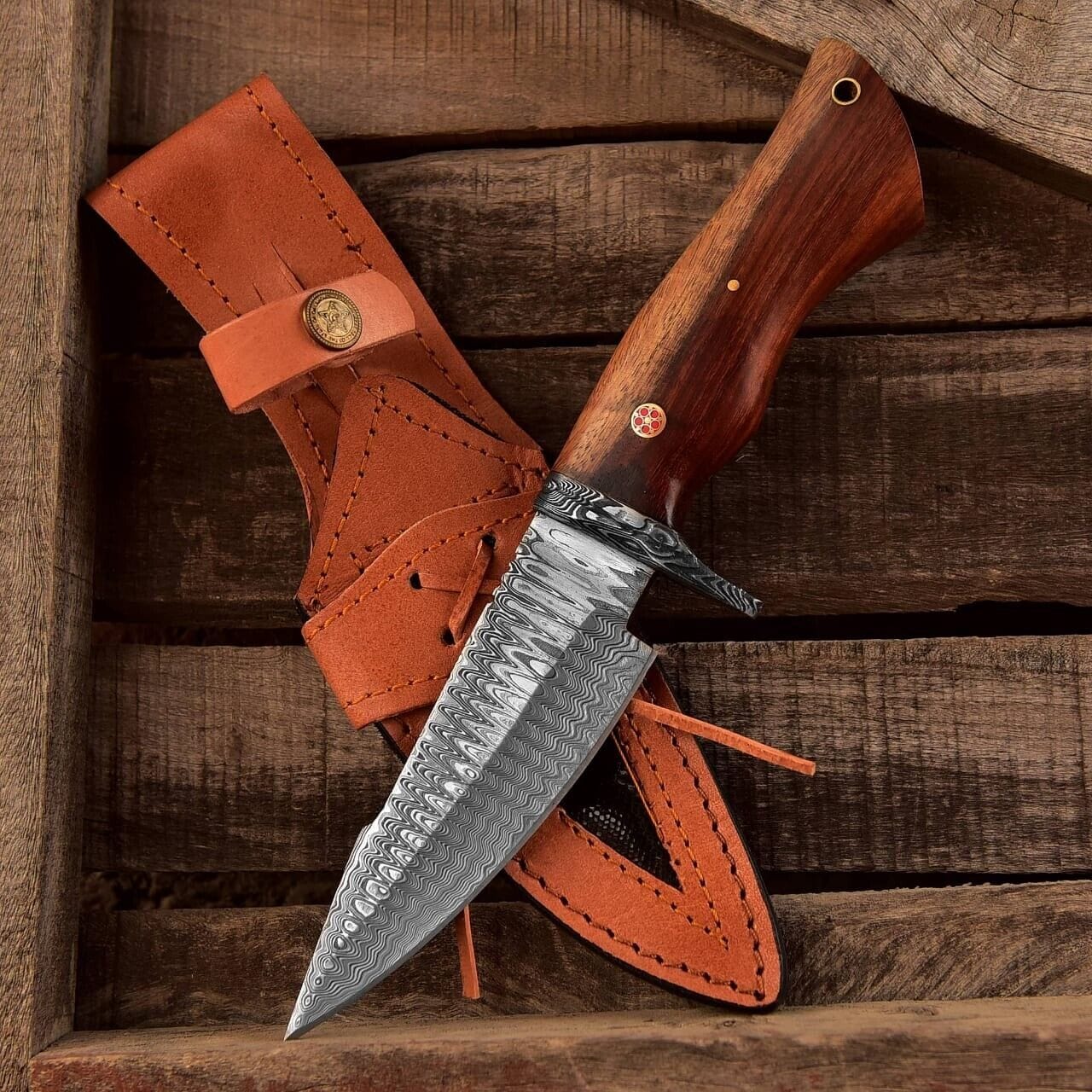 Texan Knives Hunting Knives Custom Handmade Small Hunting Knife with Damascus Steel Blade