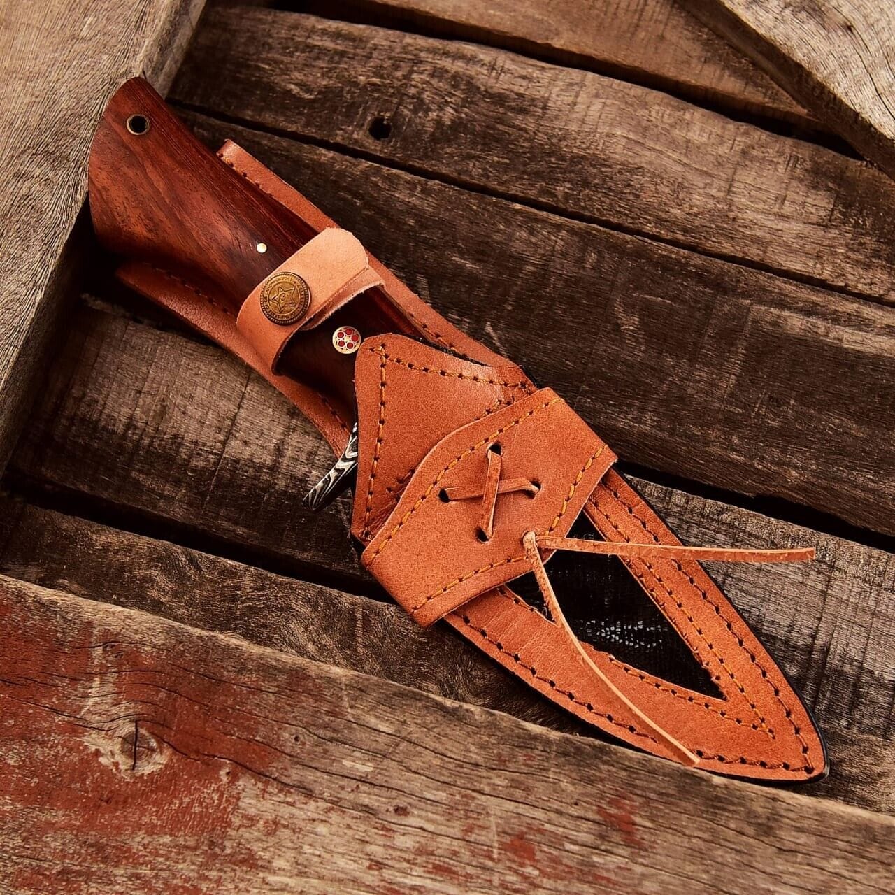 Texan Knives Hunting Knives Custom Handmade Small Hunting Knife with Damascus Steel Blade