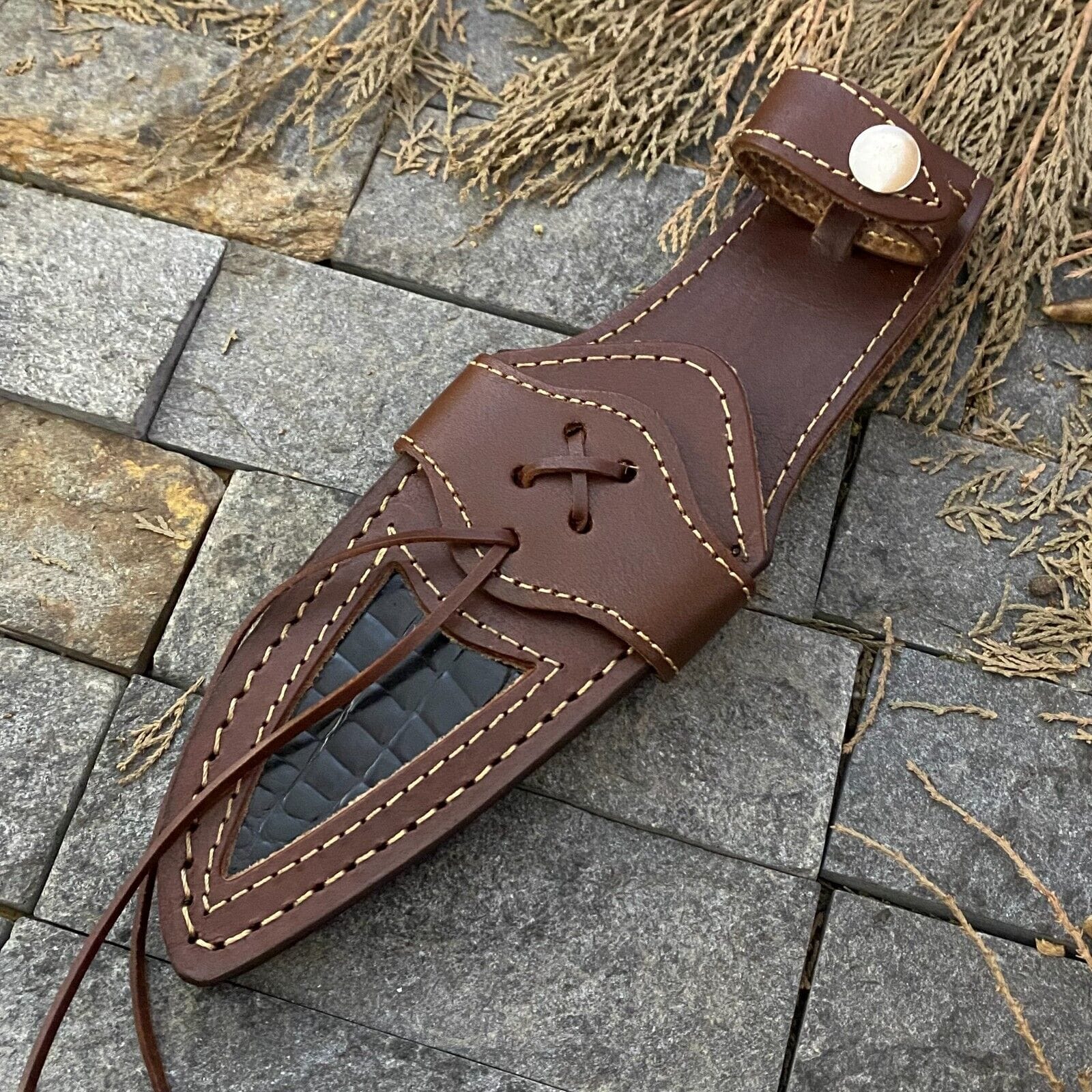 Texan Knives Hunting Knives 🔥 Handmade Damascus Steel Hunting Knife – Rosewood Handle & Damascus Guard + Leather Sheath