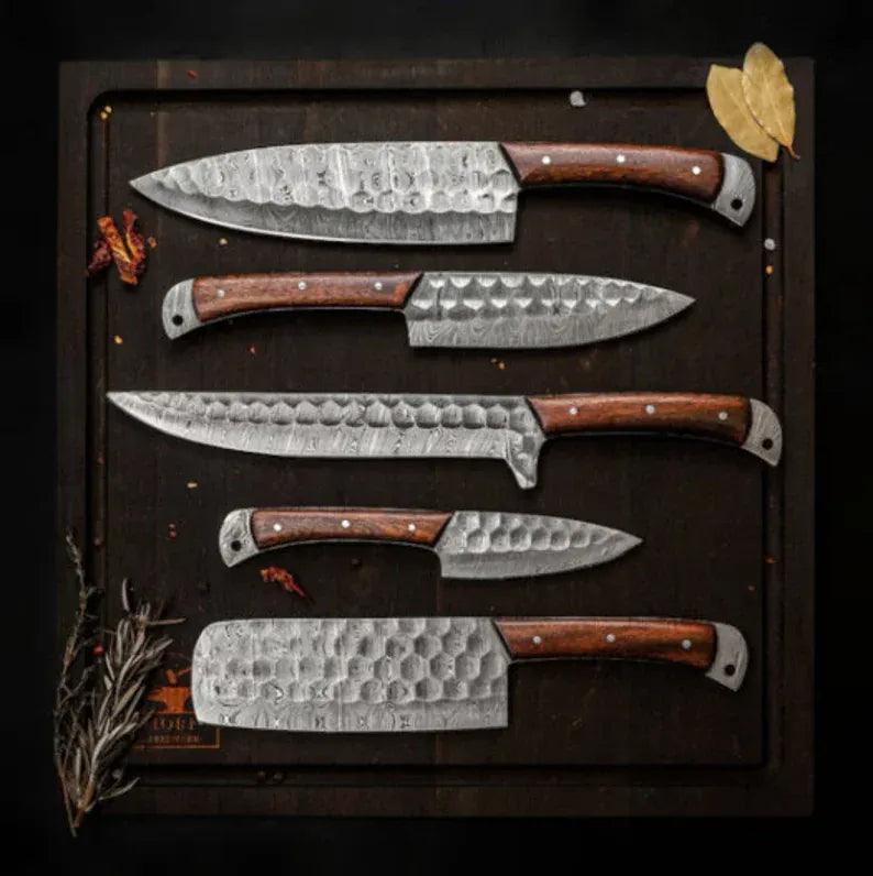 Texan Knives Kitchen knives set Best Dishwasher Safe Knife Set – 8" Damascus Steel Blade with Bone & Pakkawood Handle