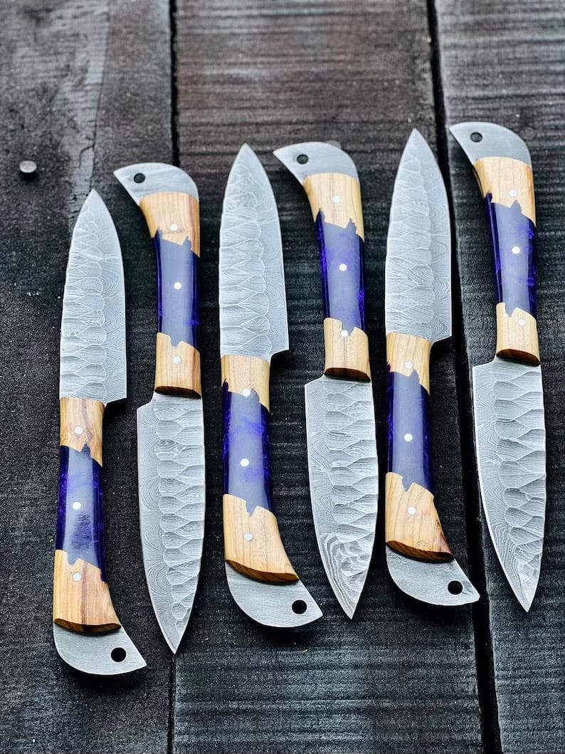 Texan Knives Kitchen knives set Best Japanese Knife Set – 8" Forged Stainless Steel Blade with Olivewood Epoxy Resin Handle