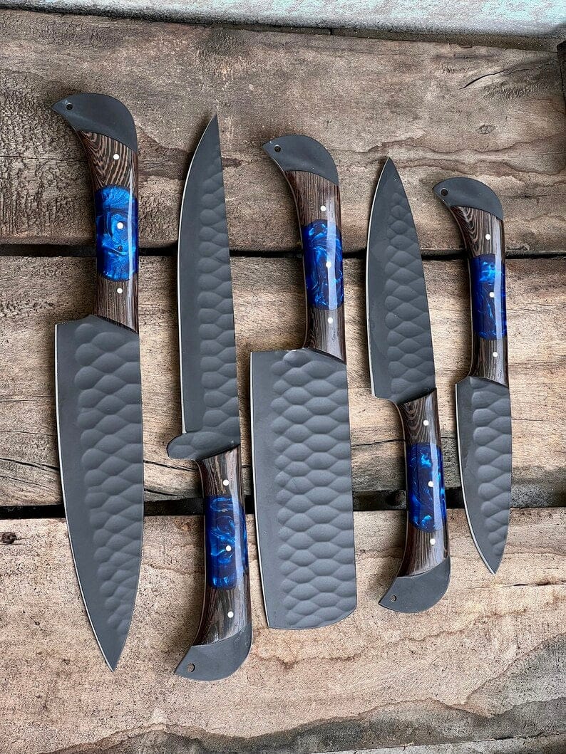 Texan Knives Kitchen knives set Handmade Damascus Steel Chef Knife Set – Perfect Wedding & Valentine’s Day Gift