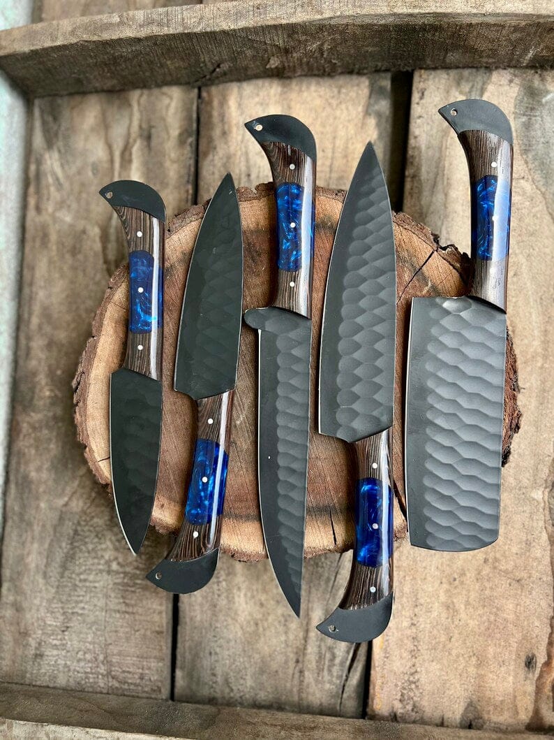 Texan Knives Kitchen knives set Handmade Damascus Steel Chef Knife Set – Perfect Wedding & Valentine’s Day Gift