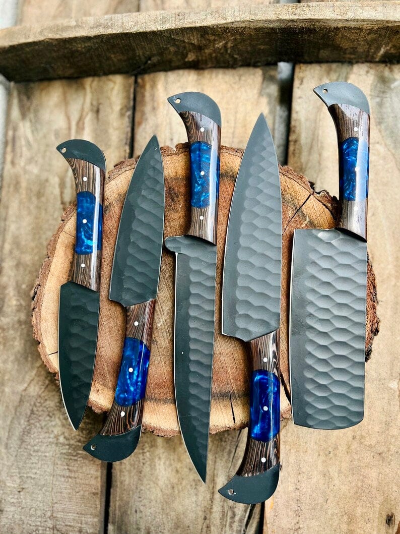 Texan Knives Kitchen knives set Handmade Damascus Steel Chef Knife Set – Perfect Wedding & Valentine’s Day Gift
