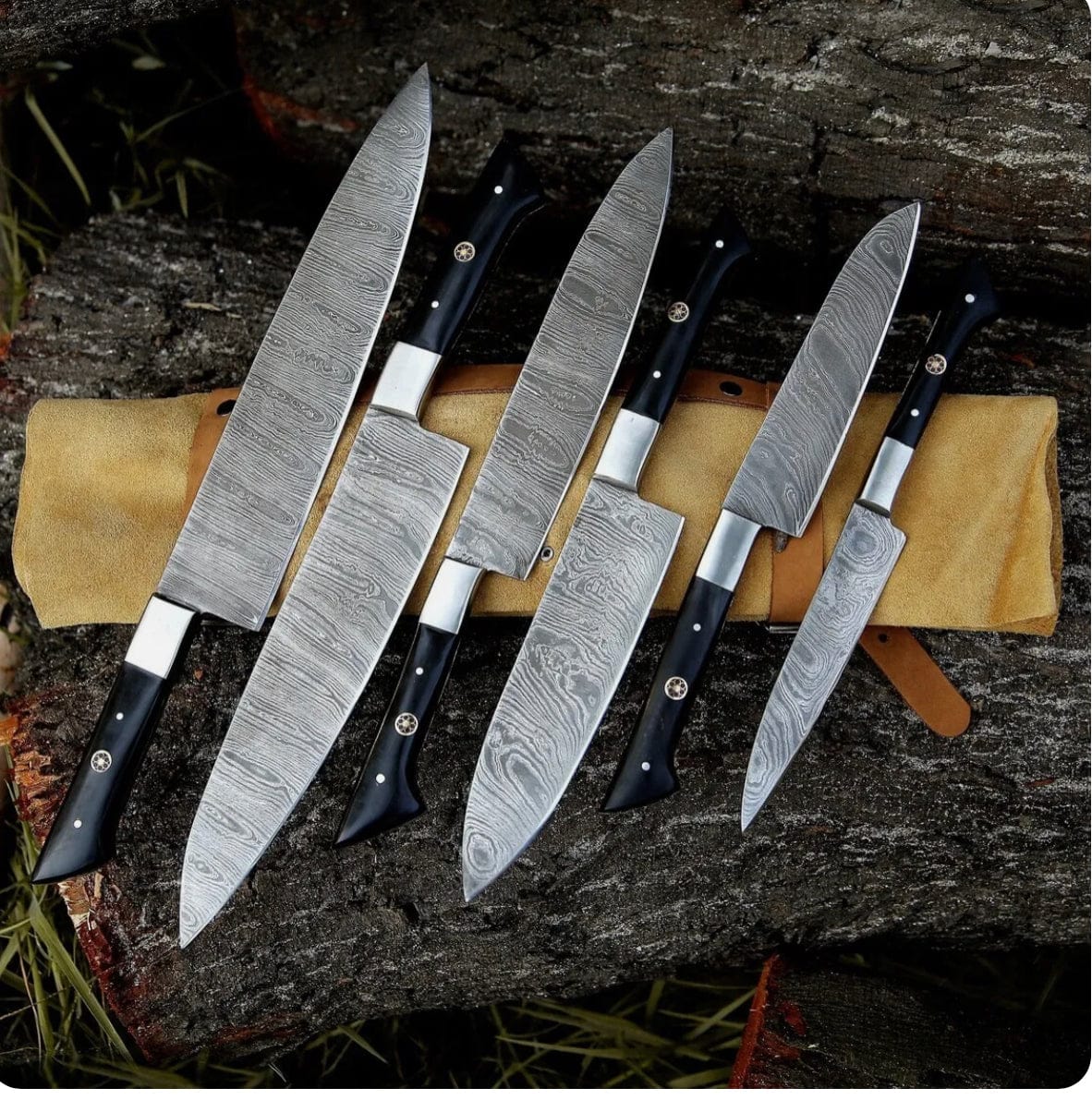 Texan Knives Kitchen knives set Here’s a fresh, seasonal rewrite with trending culinary keywords, SEO focus, and updated flow:  🔪 Product Title: Knife Sets for Kitchen – 13" Handmade Damascus Steel Chef Knife with Epoxy Resin Handle & Leather Sheath