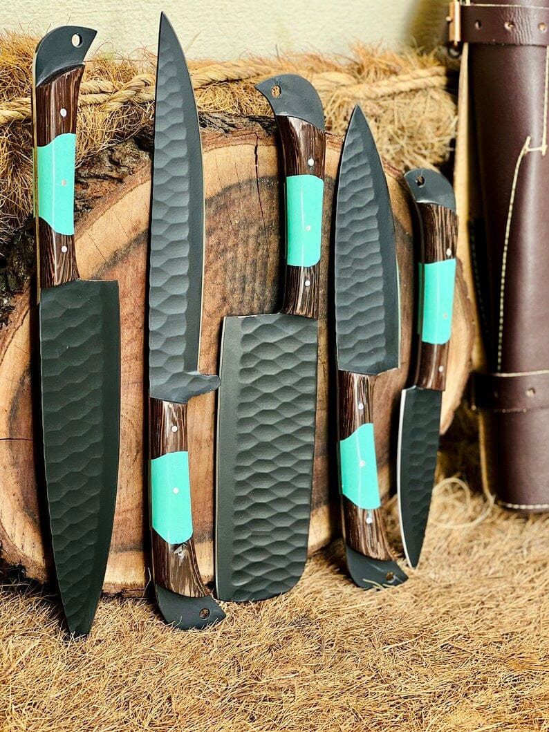 Texan Knives Kitchen knives set Here’s a fresh, seasonal rewrite with trending keywords and SEO-optimized structure:  Product Title: Premium Knofe Set – 13" Forged Stainless Steel Blade with Wenge Wood & Resin Handle + Leather Sheath