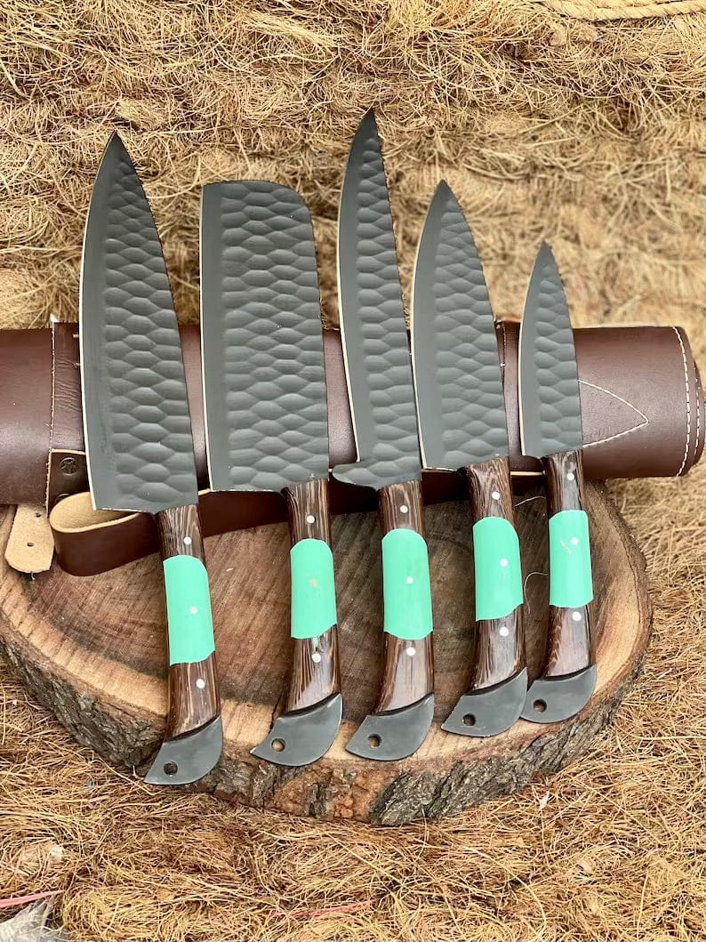 Texan Knives Kitchen knives set Here’s a fresh, seasonal rewrite with trending keywords and SEO-optimized structure:  Product Title: Premium Knofe Set – 13" Forged Stainless Steel Blade with Wenge Wood & Resin Handle + Leather Sheath