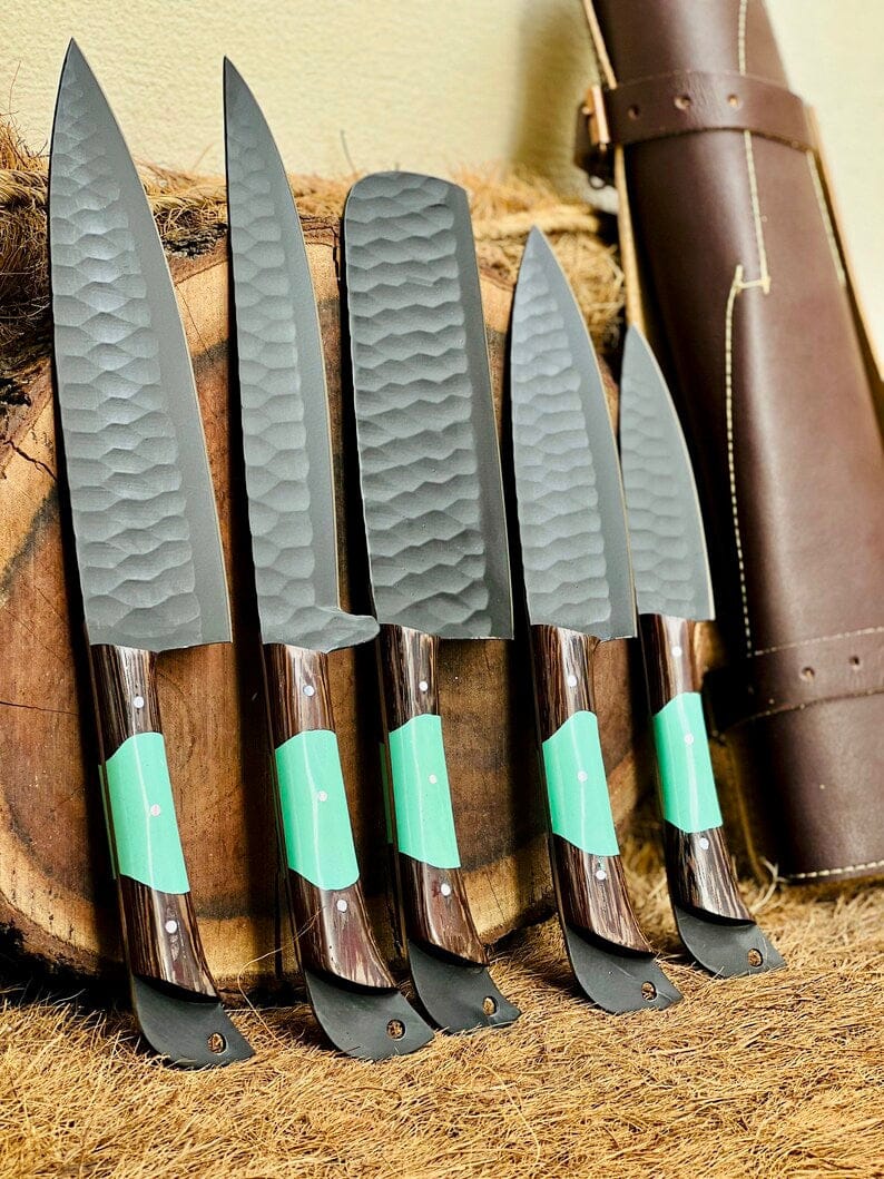 Texan Knives Kitchen knives set Here’s a fresh, seasonal rewrite with trending keywords and SEO-optimized structure:  Product Title: Premium Knofe Set – 13" Forged Stainless Steel Blade with Wenge Wood & Resin Handle + Leather Sheath