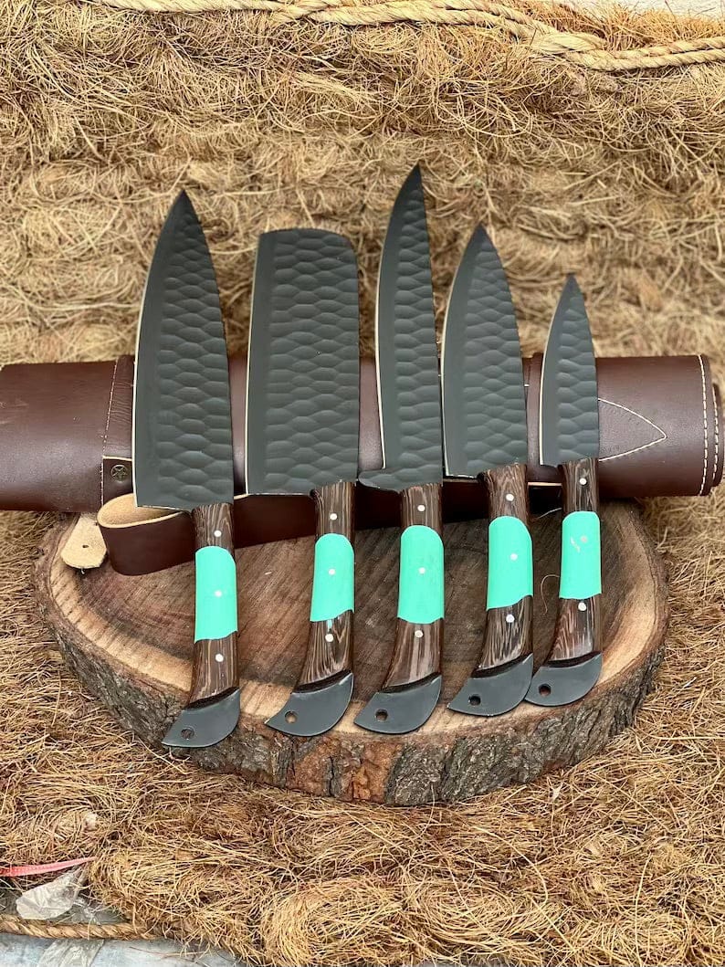 Texan Knives Kitchen knives set Here’s a fresh, seasonal rewrite with trending keywords and SEO-optimized structure:  Product Title: Premium Knofe Set – 13" Forged Stainless Steel Blade with Wenge Wood & Resin Handle + Leather Sheath