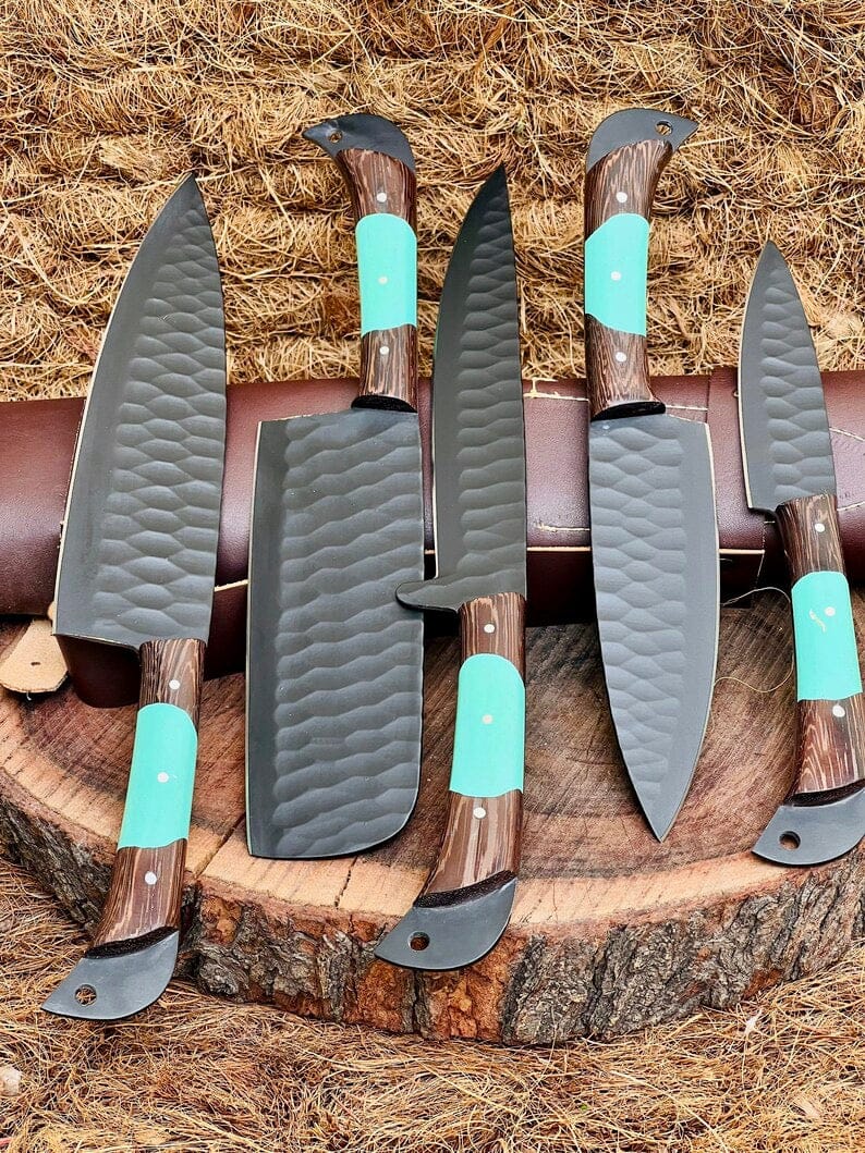 Texan Knives Kitchen knives set Here’s a fresh, seasonal rewrite with trending keywords and SEO-optimized structure:  Product Title: Premium Knofe Set – 13" Forged Stainless Steel Blade with Wenge Wood & Resin Handle + Leather Sheath