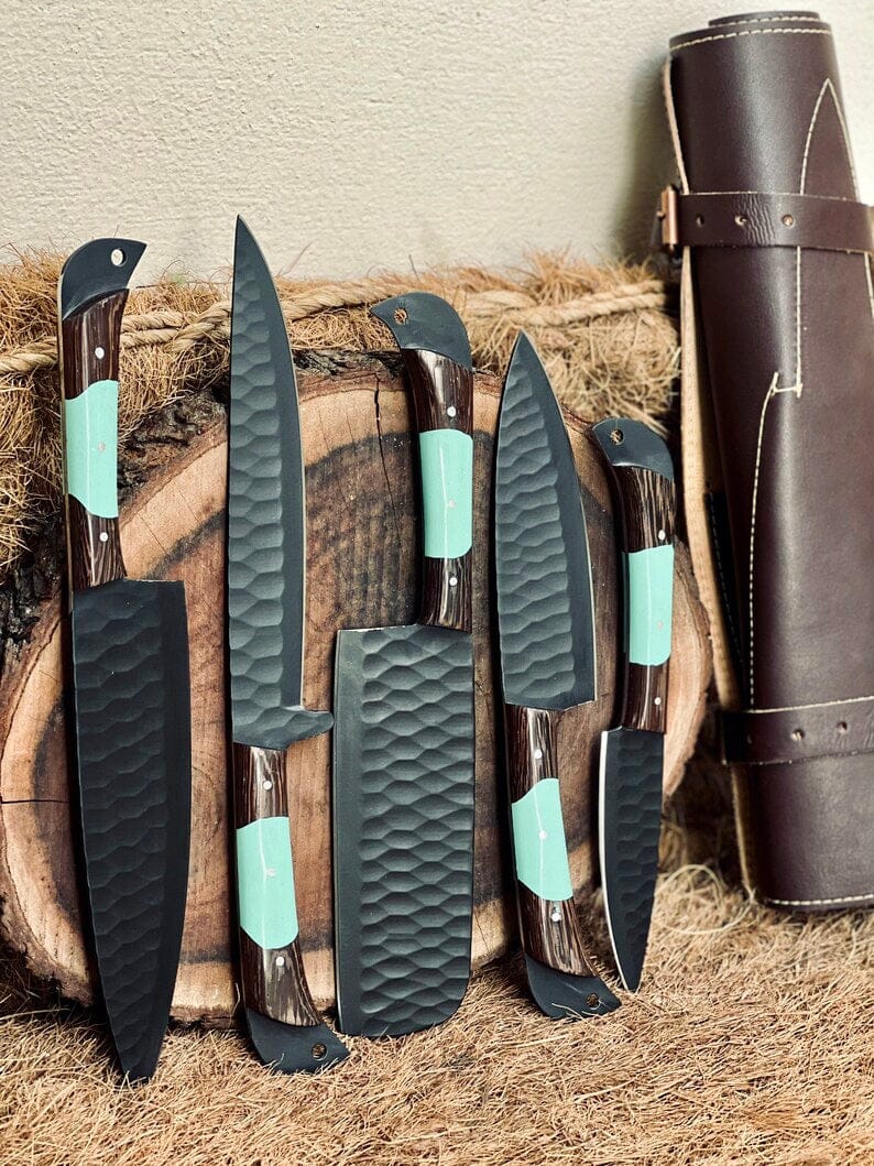 Texan Knives Kitchen knives set Here’s a fresh, seasonal rewrite with trending keywords and SEO-optimized structure:  Product Title: Premium Knofe Set – 13" Forged Stainless Steel Blade with Wenge Wood & Resin Handle + Leather Sheath