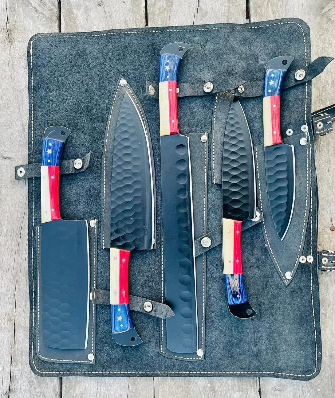 Texan Knives Kitchen knives set Knife Sets for Kitchen – 8" Forged Stainless Steel Blade with Bone & Pakkawood Handle
