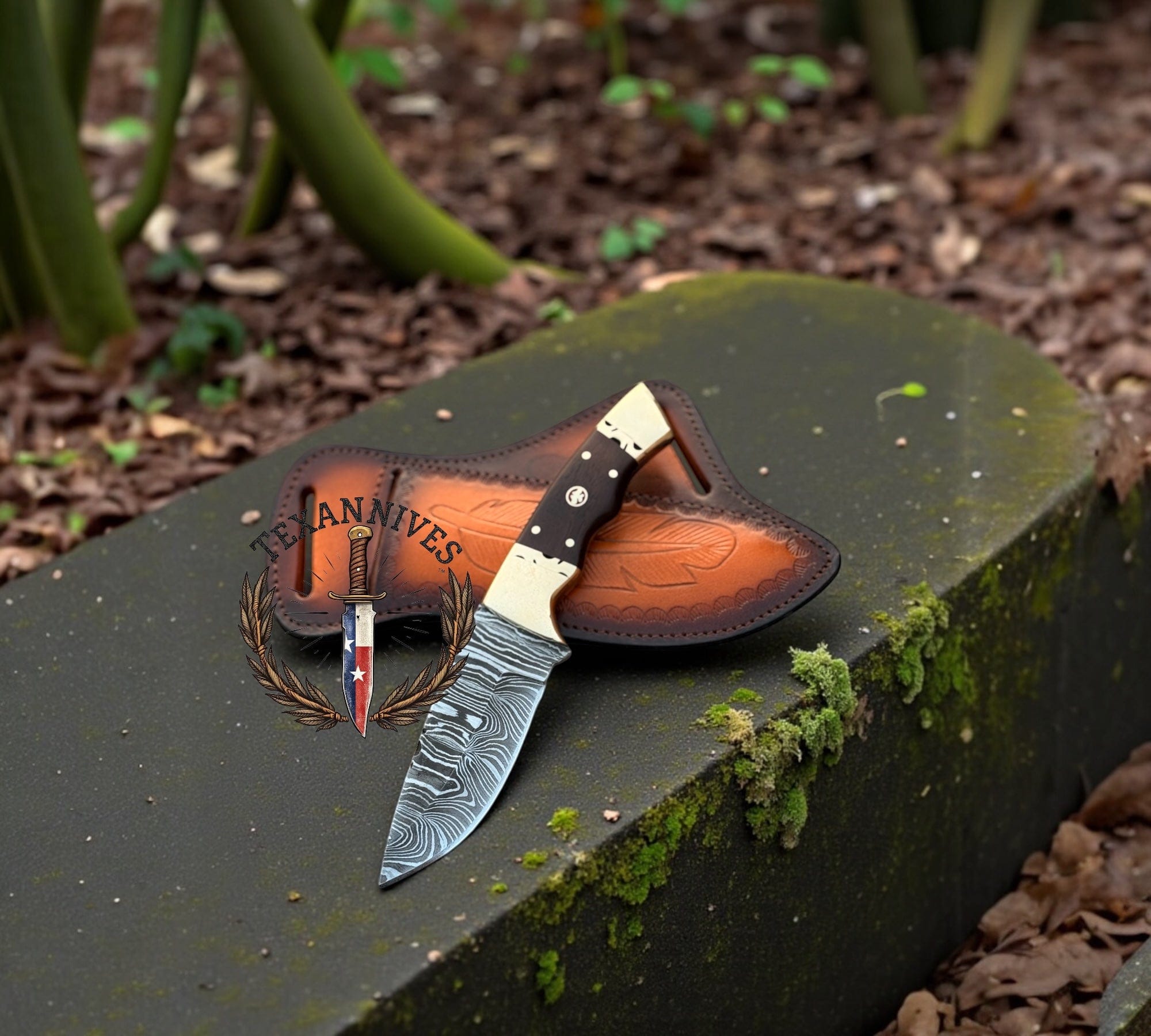Texan Knives Knife Sharpener Handmade Damascus Steel Knife Sharpener – Rosewood Handle