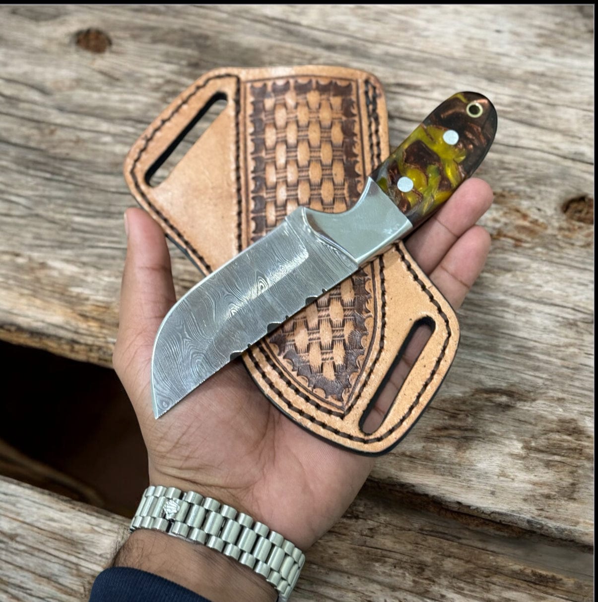 Texan Knives ranch cowboy knife Handmade Cowboy Belt Knife – Rasp Steel Blade with Buffalo Horn Handle & Leather Sheath