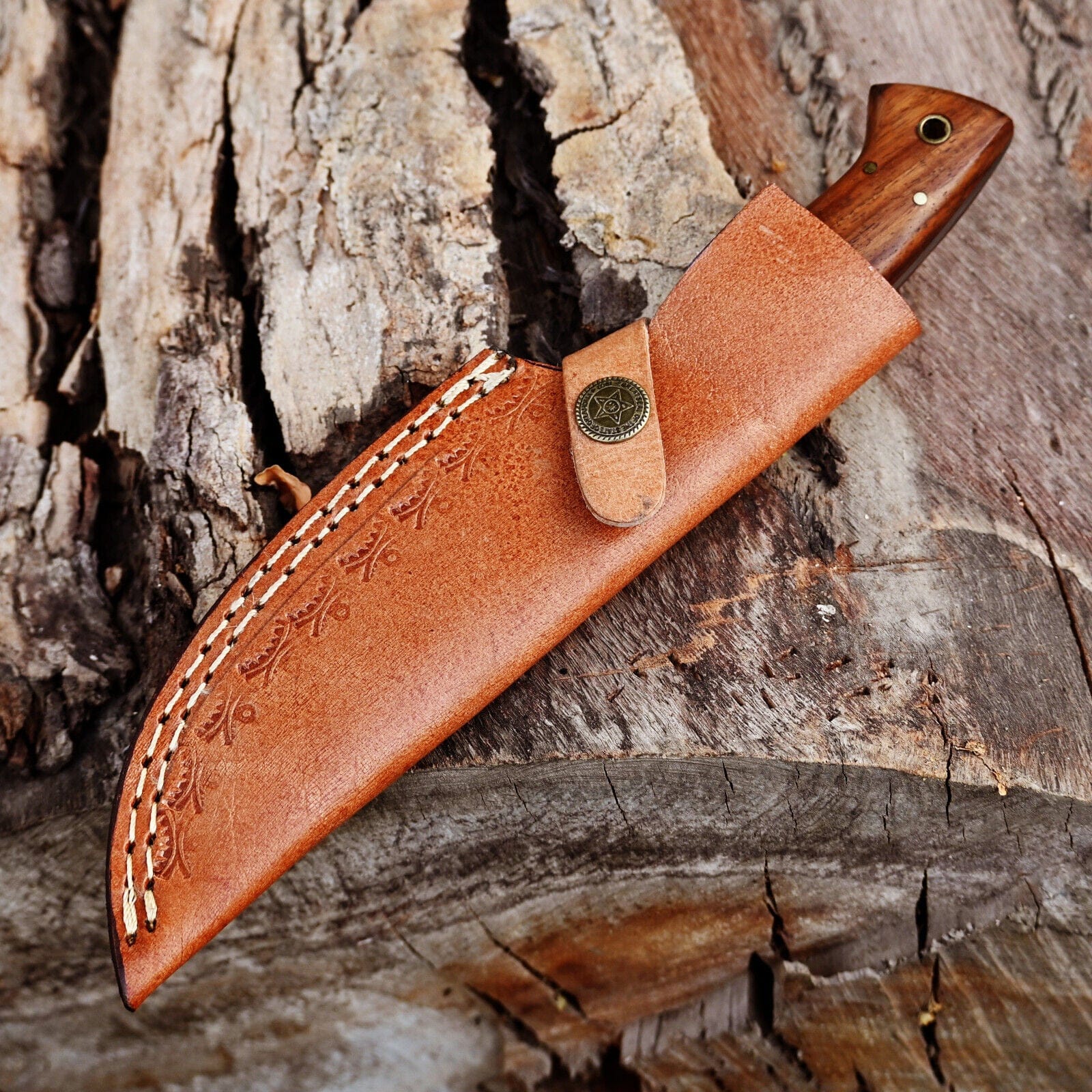 Texan Knives skinning knives Custom Handmade 5-Inch Damascus Skinning Knife with Rosewood Handle