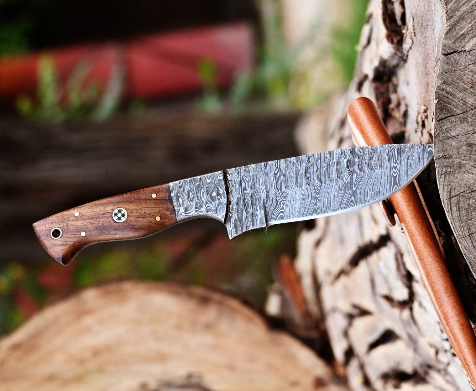 Texan Knives skinning knives Custom Handmade 5-Inch Damascus Skinning Knife with Rosewood Handle