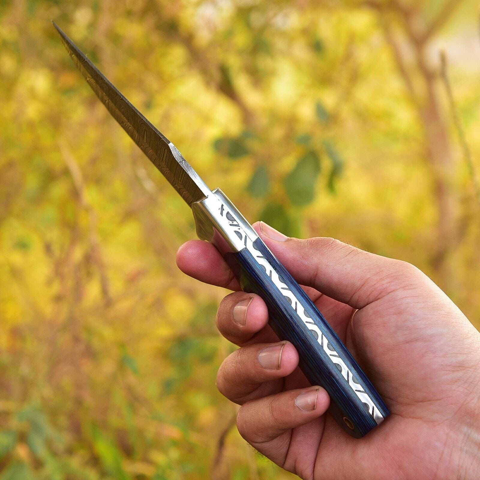 Texan Knives skinning knives Custom Handmade Damascus Steel Skinning Blade - 4.5"