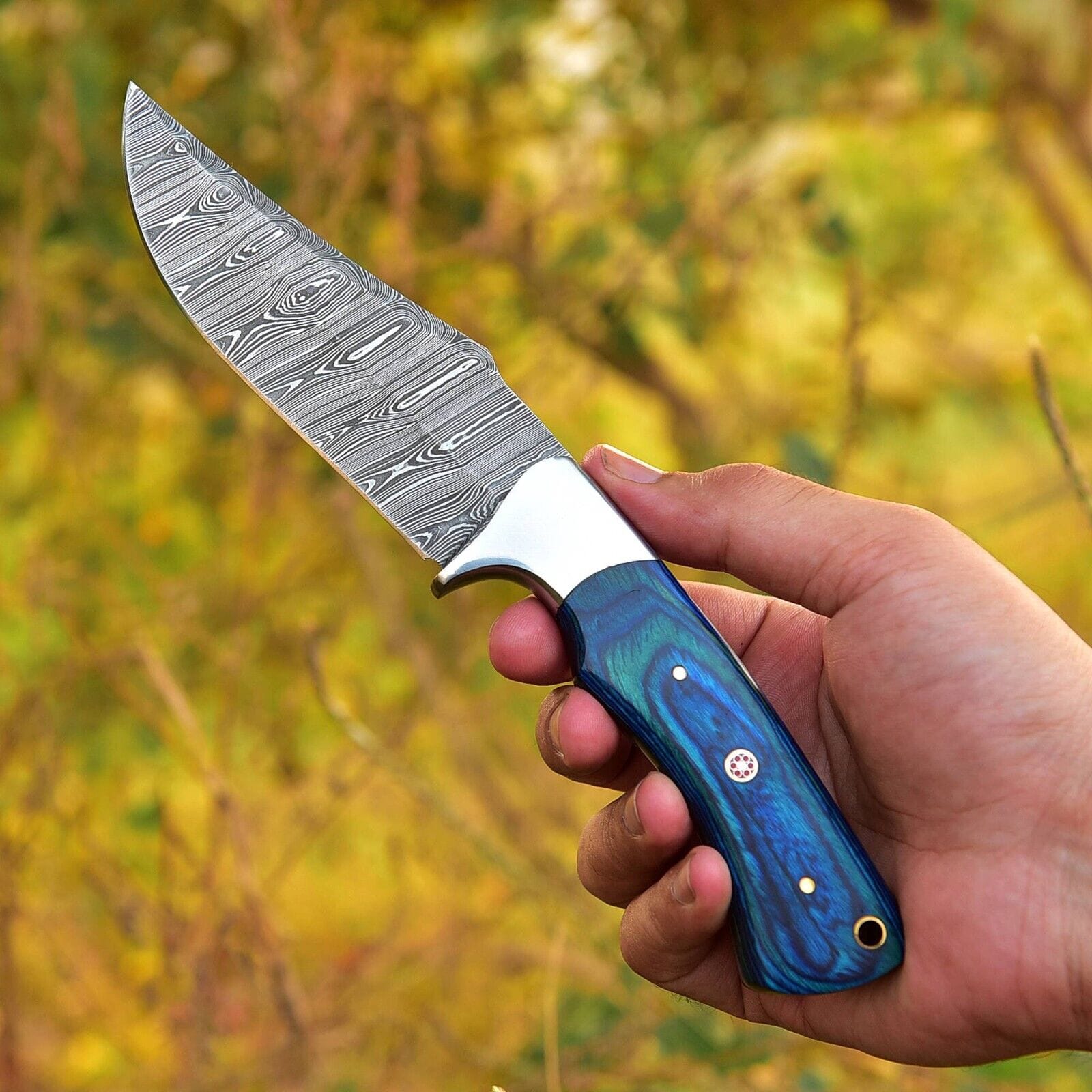 Texan Knives skinning knives Custom Handmade Damascus Steel Skinning Blade - 4.5"