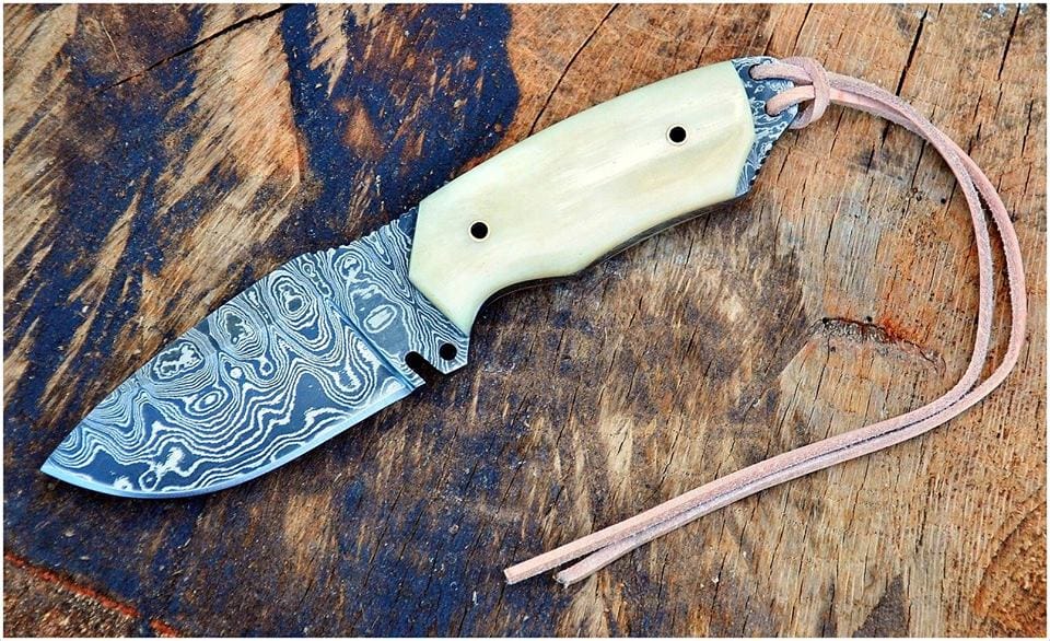 Texan Knives skinning knives Custom Handmade Damascus Steel Skinning Knife – 4" Blade | Outdoor Gift for Hunters