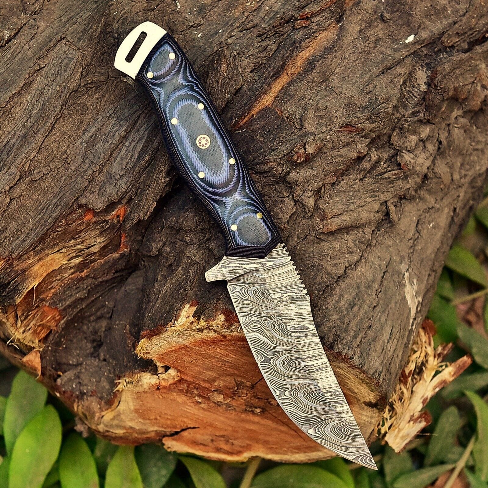 Texan Knives Skinning Knives Custom Handmade Damascus Steel Skinning Knife with 5" Blade