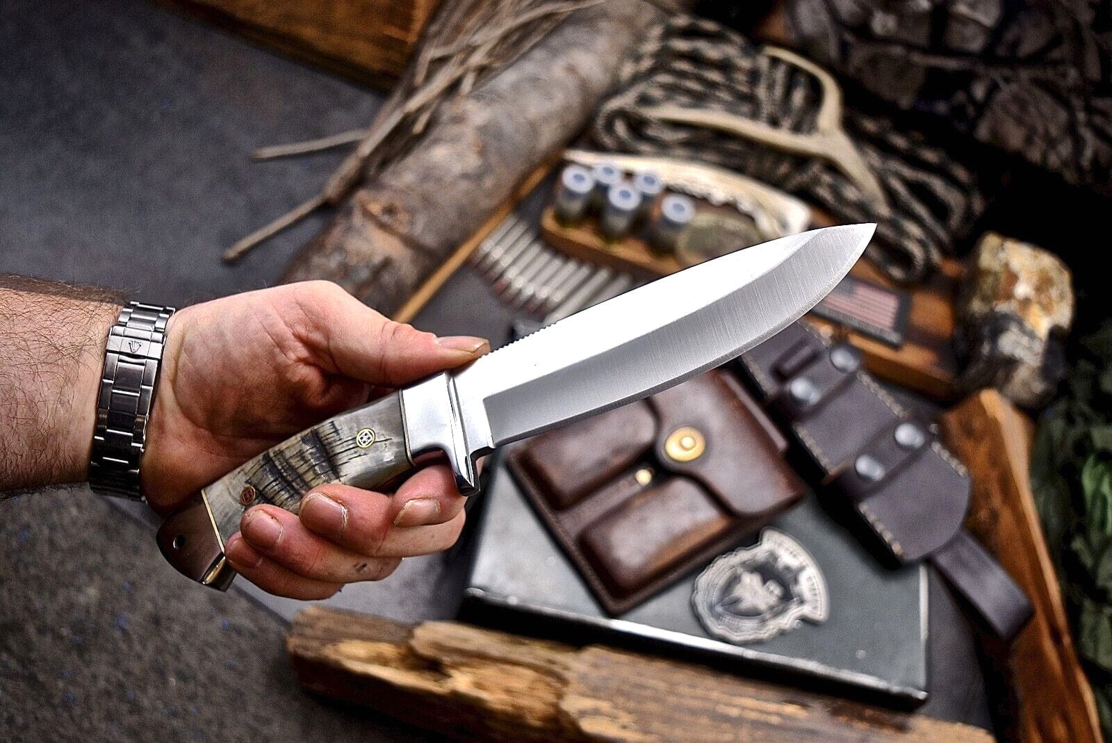 Texan Knives skinning knives Custom Handmade J2 Steel Skinner Knife – Sheep Horn Handle