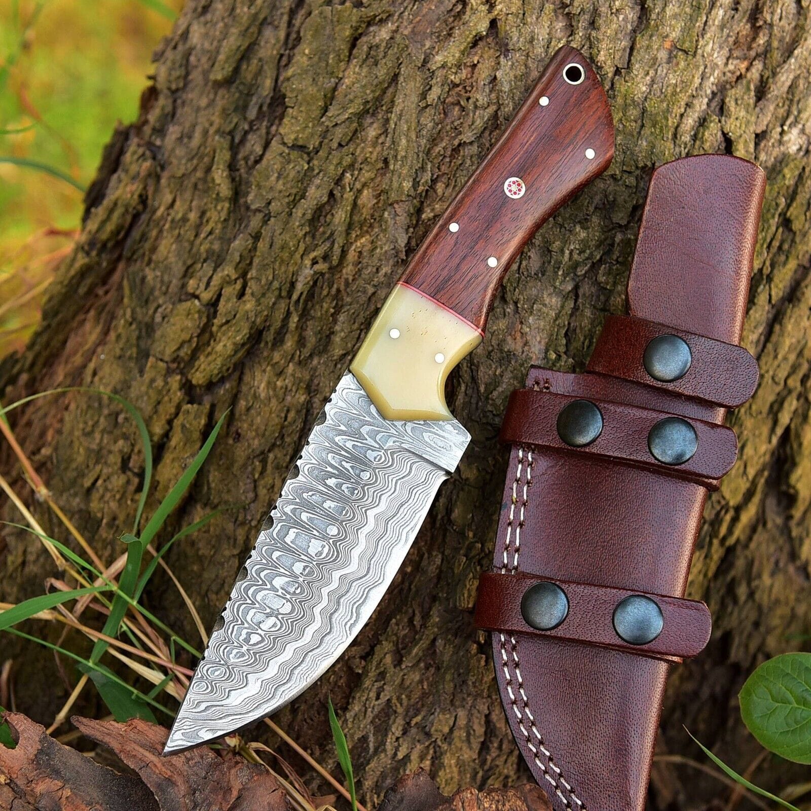 Texan Knives skinning knives Custom Handmade Skinning Knife with Damascus Steel Blade