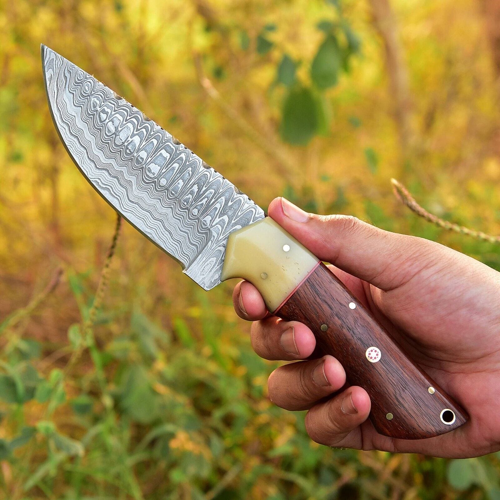Texan Knives skinning knives Custom Handmade Skinning Knife with Damascus Steel Blade