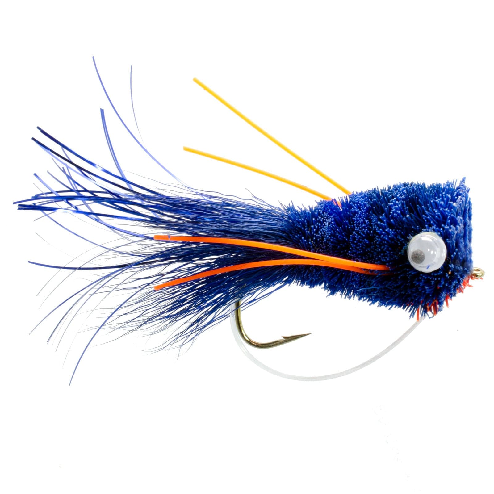 The Fly Fishing Place Bass Flies 3 Pack Flashtail Bass Popper Size 6 - Blue Orange Bass Fly Fishing Bug Wide Gape Bass Hooks With Weed Guard