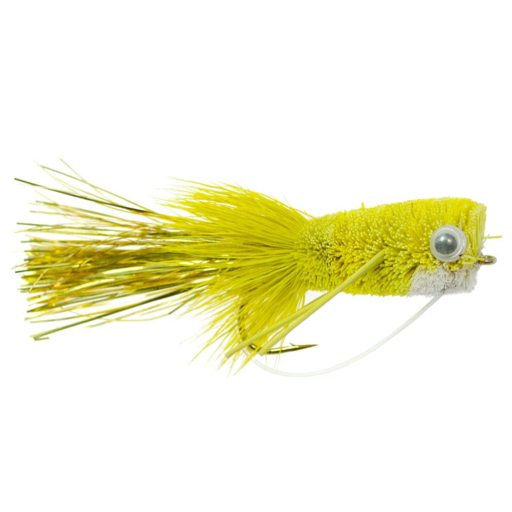 The Fly Fishing Place Bass Flies 3 Pack Flashtail Bass Popper Size 8 - Yellow Bass Fly Fishing Bug Wide Gape Bass Hooks With Weed Guard