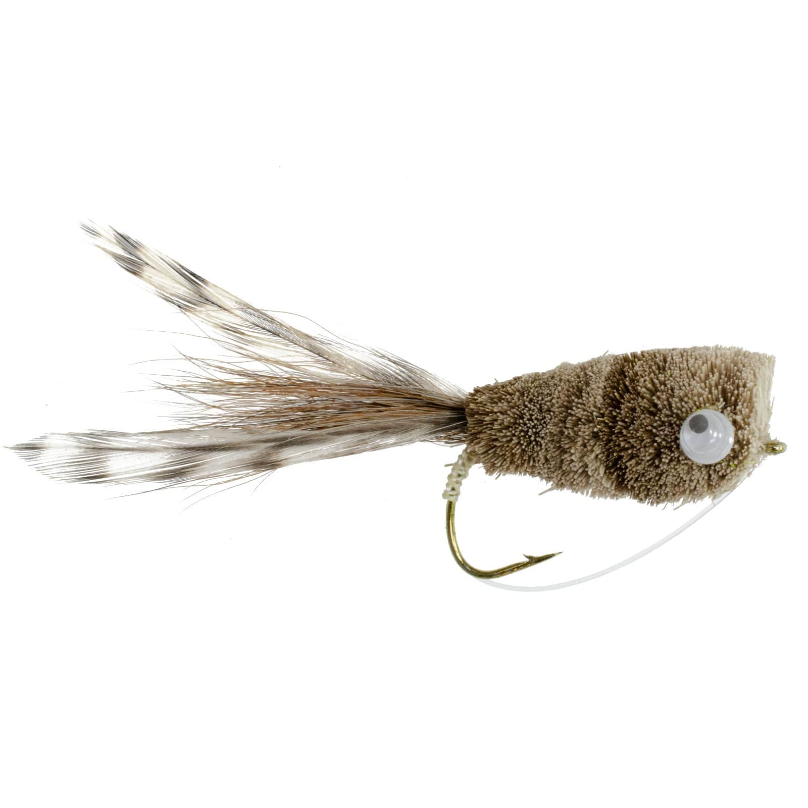 The Fly Fishing Place Bass Flies 3 Pack Natural Deer Hair and Grizzly Bass Popper Size 8 Bass Fly Fishing Bug Wide Gape Bass Hooks With Weed Guard