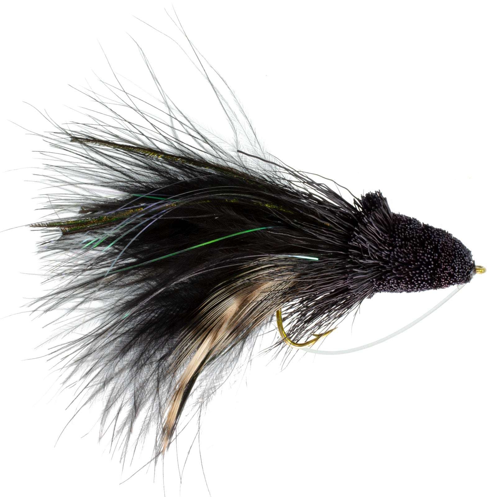The Fly Fishing Place Bass Flies Black Dahlberg Deer Hair Diver 6 Flies Hook Size 4 -  Bass Fly Fishing Bug Wide Gape Bass Hooks With Weed Guard
