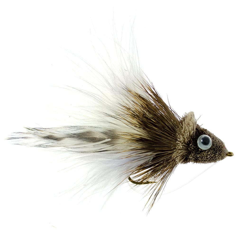 The Fly Fishing Place Bass Flies Deer Hair Dahlberg Diver 6 Flies Hook Size 4 - White Marabou Bass Fly Fishing Bug Wide Gape Bass Hooks With Weed Guard