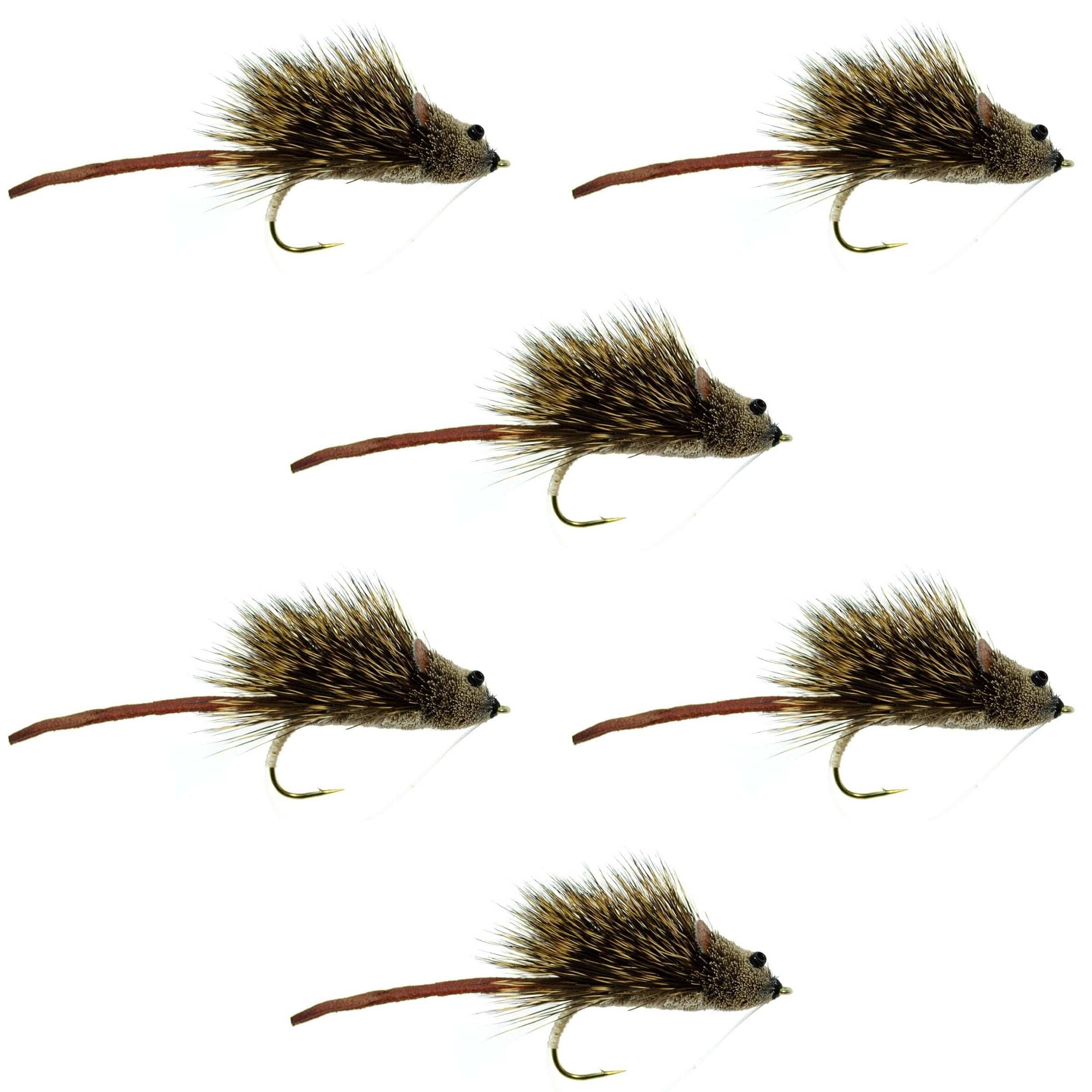 The Fly Fishing Place Bass Flies Deer Hair Scruffy Rat 6 Flies Hook  Size 2 - Bass Fly Fishing Bug Wide Gape Bass Hooks With Weed Guard