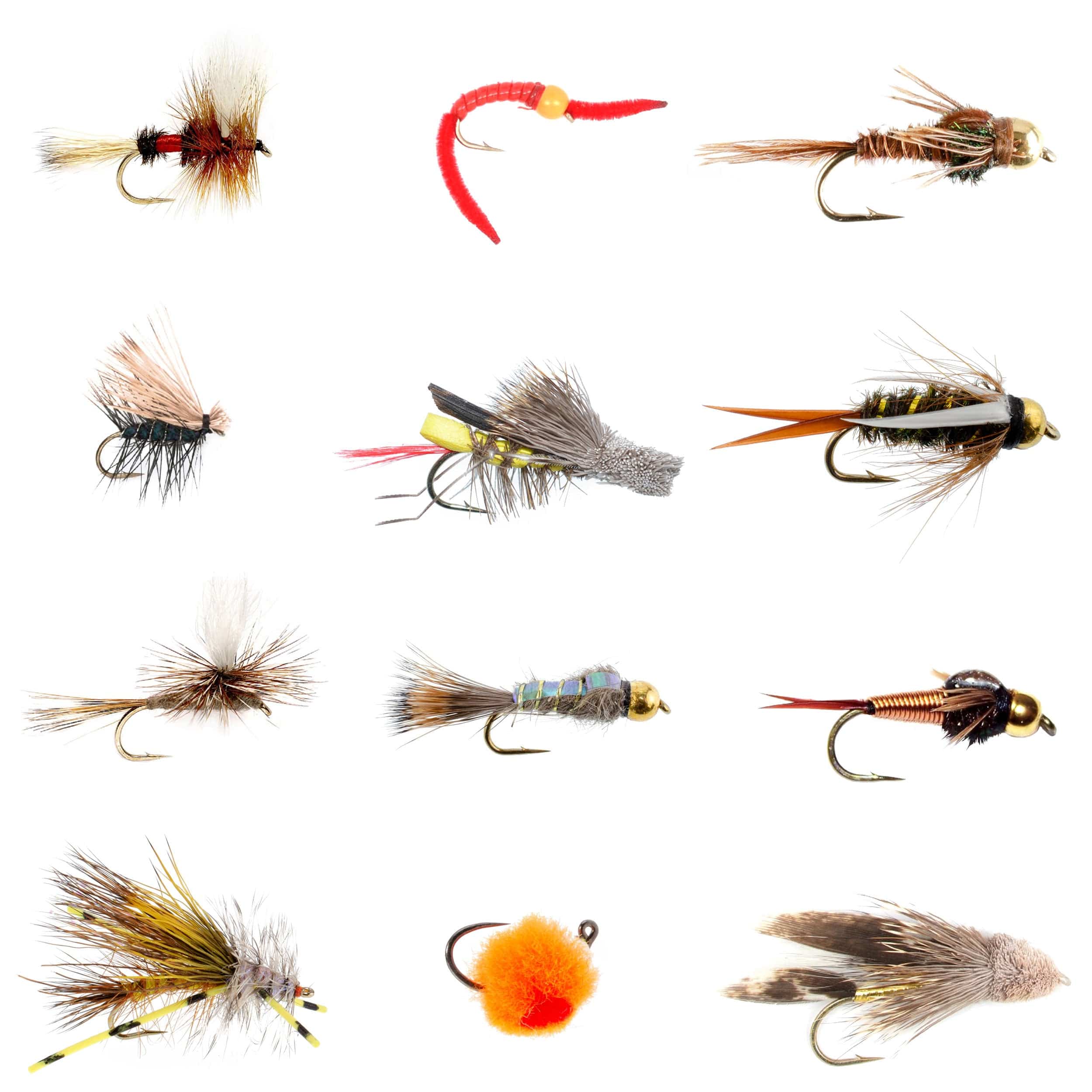 The Fly Fishing Place Fishing Fly Assortments Trout Flies Assortment - 12 Flies for Trout Fly Fishing with Fly Box - Essential Dry and Wet Fly Selection