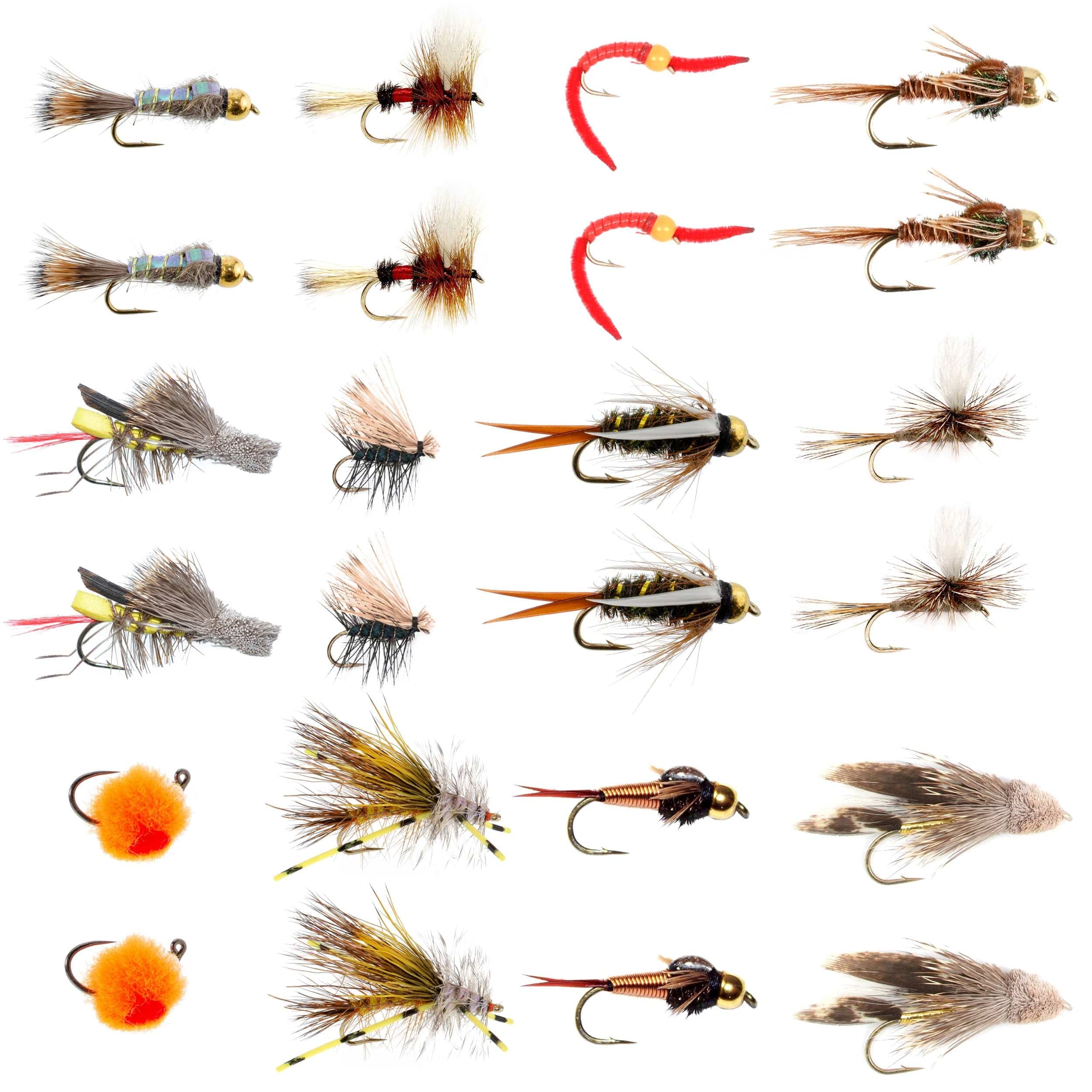 The Fly Fishing Place Fishing Fly Assortments Trout Flies Assortment - 24 Flies for Trout Fly Fishing with Fly Box - Essential Dry and Wet Fly Selection