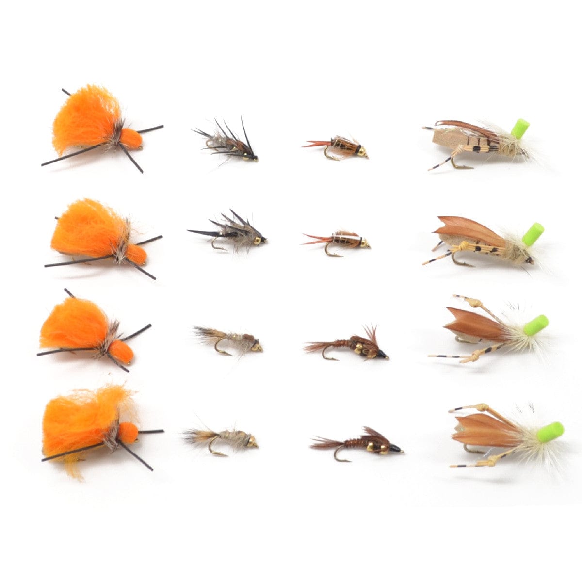 The Fly Fishing Place Fishing Fly Assortments Trout Fly Assortment - Dry Fly Nymph Dropper Indie Tandem Fly Fishing Rig Collection - 16 Flies - Indicator Dry Flies and Dropper Nymphs