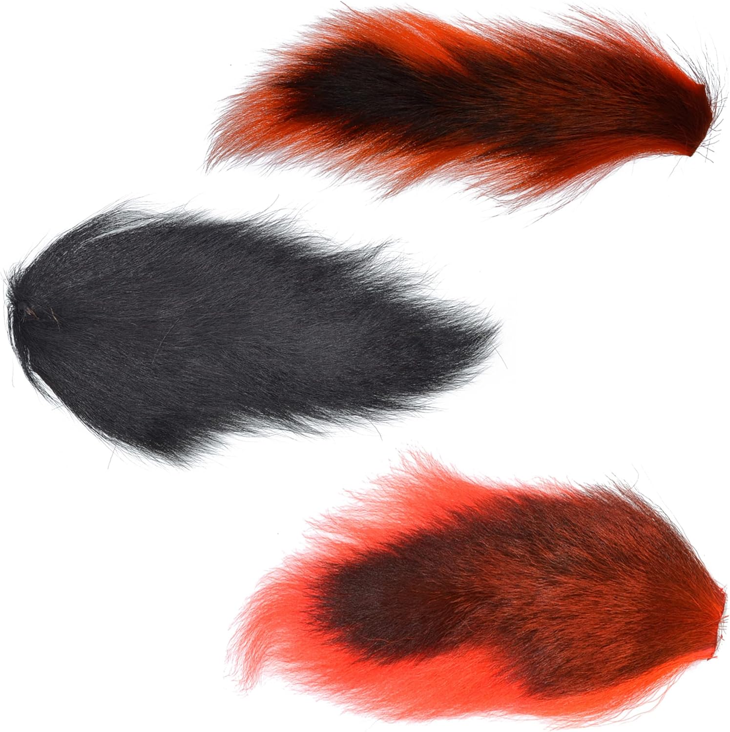 The Fly Fishing Place Fly Tying Feathers Pro Grade Medium Bucktails Master Pack - 3 Colors - Black Red Orange Tube Fly Streamer Deer Tail Hair