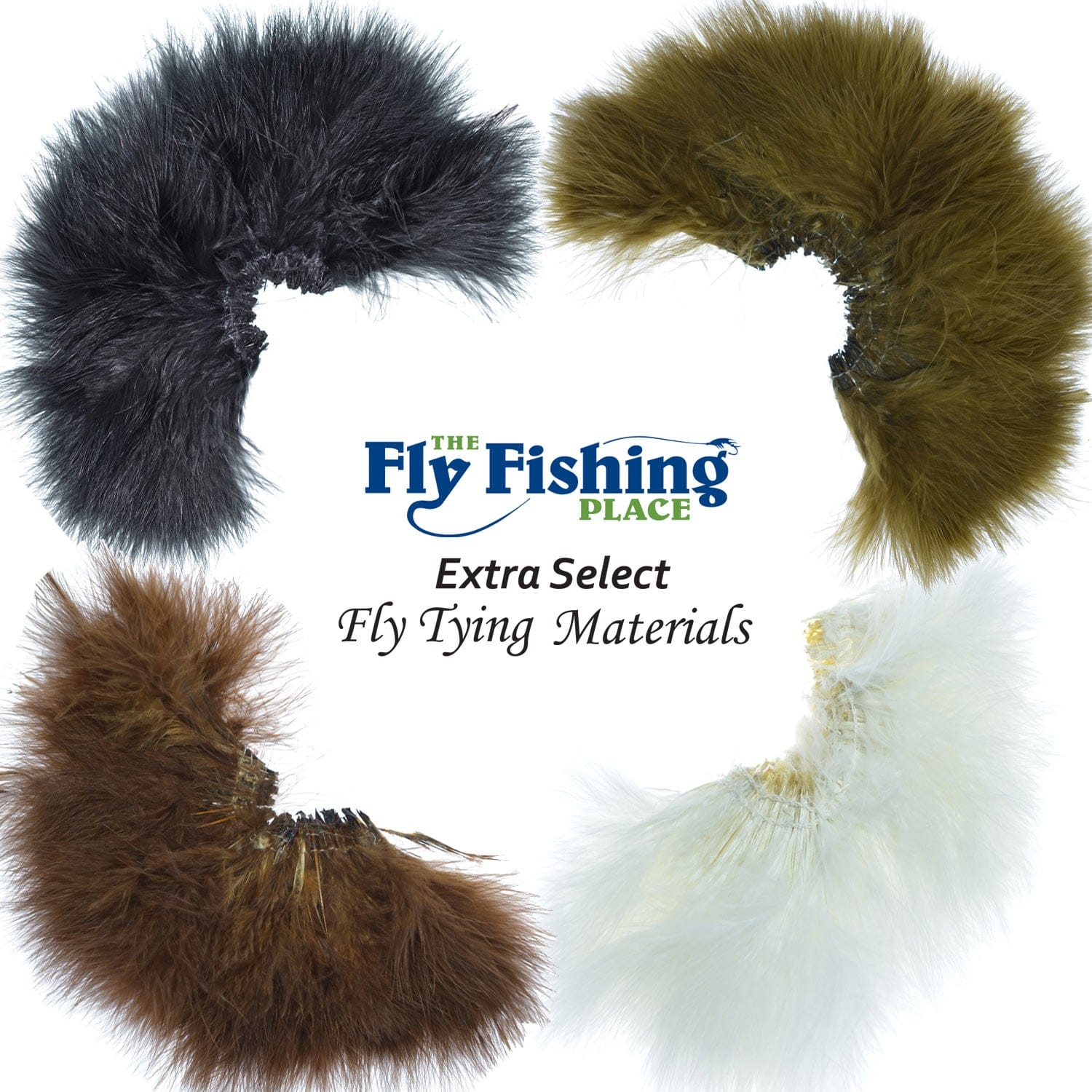 The Fly Fishing Place Fly Tying Feathers Select Strung Long Spey Marabou Master Pack - 4 Colors - White Dark Brown Sculpin Olive Black